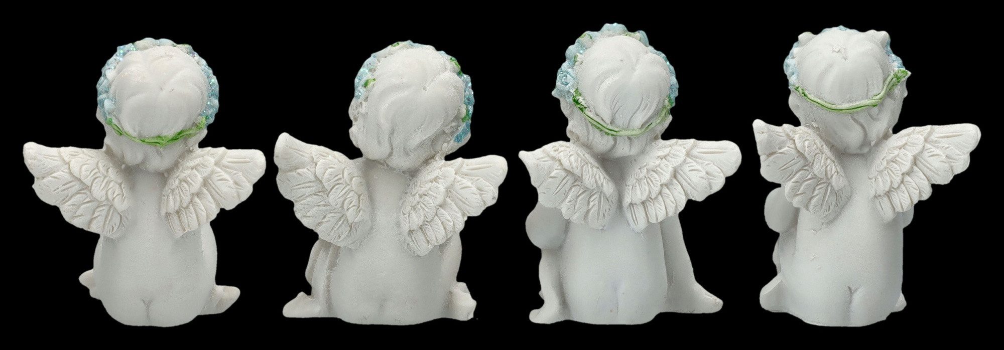 Figuren Shop GmbH Dekofigur Putten Figur – Engel Set mit blauen Rosen Dekoration Sammler 7 cm