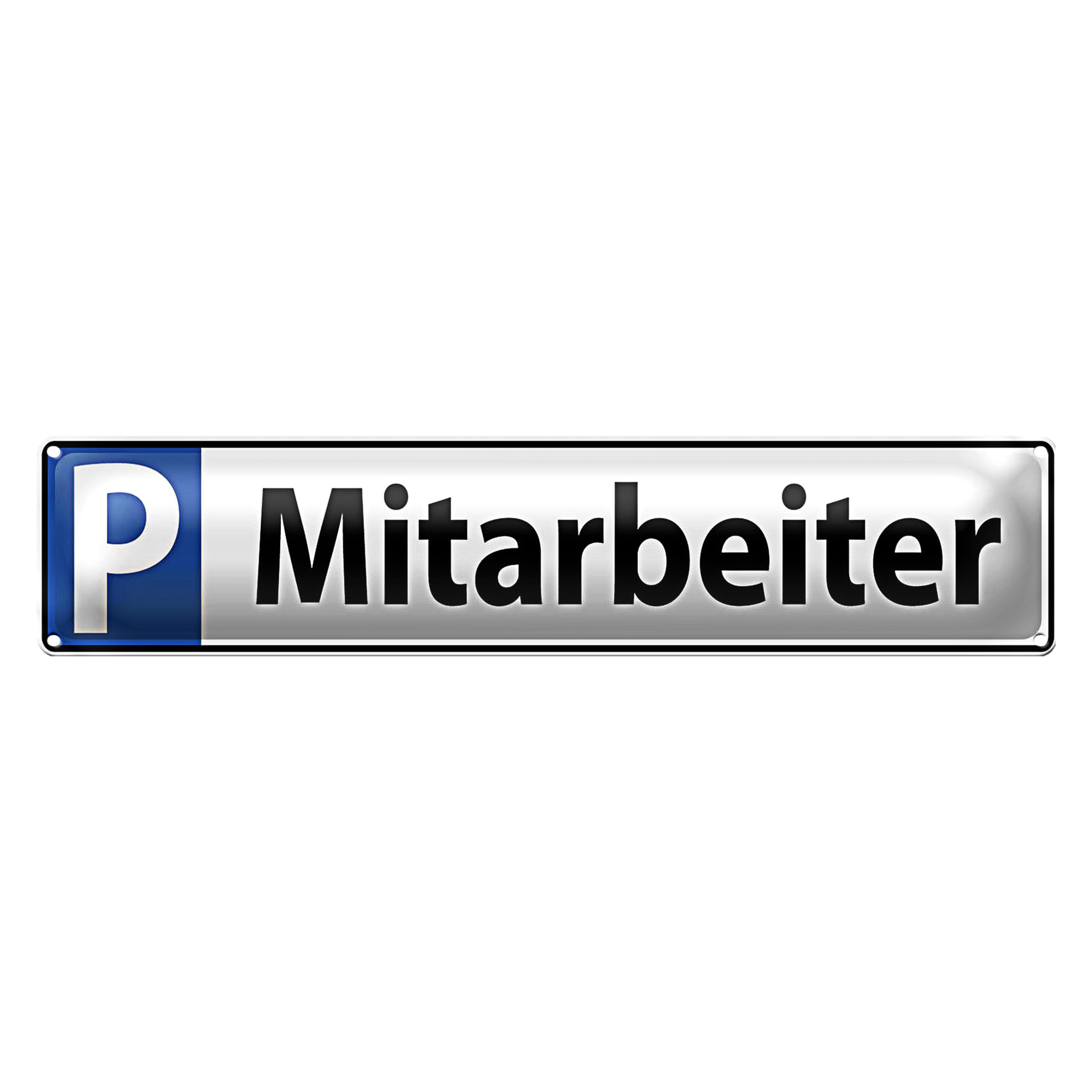 Roomando Metallschild Blechschild Parken 46x10cm Parkplatzschild Mitarbeiter Dekoration
