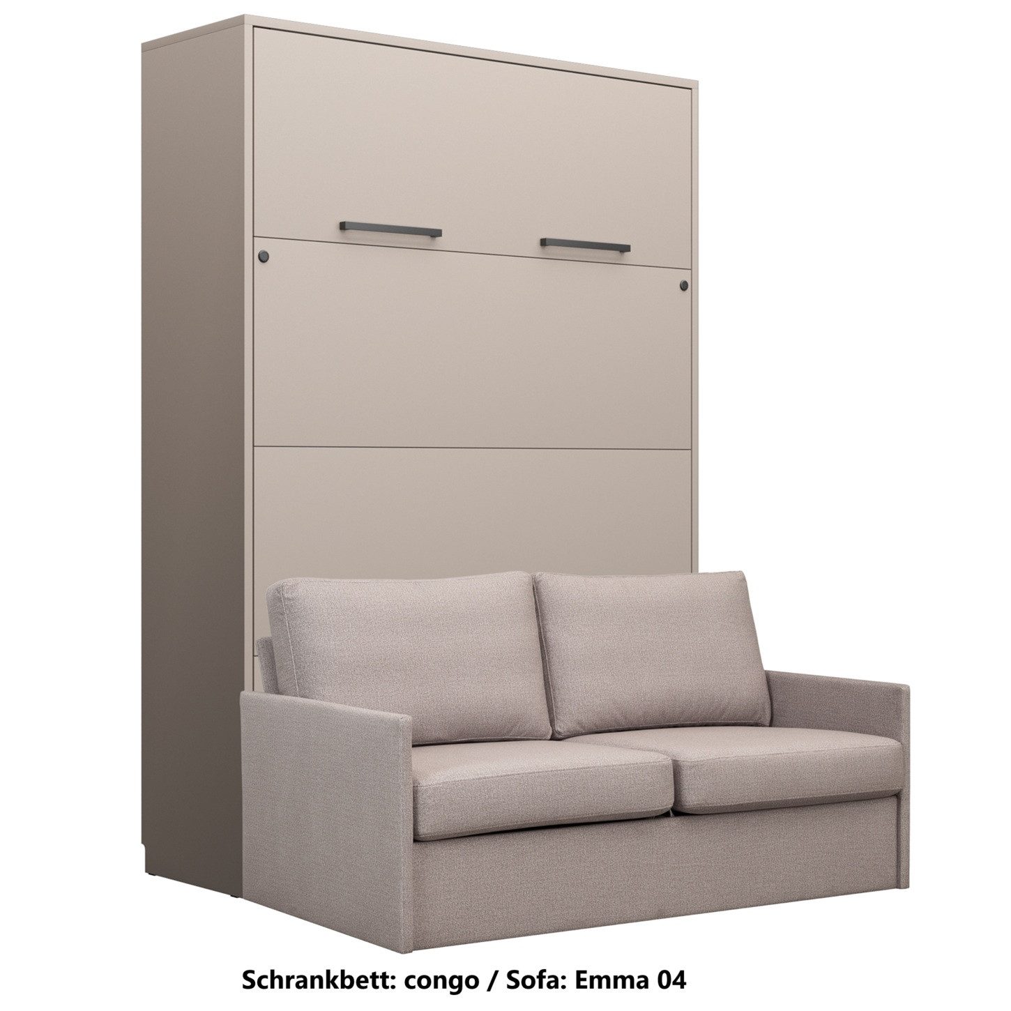 QMM TraumMöbel Schrankbett Wandbett GN 140x200 congo mit LED & Sofa vertikal klappbar, mit LED-Beleuchtung mit Fernbedienung