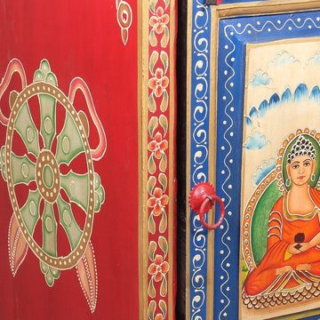 Oriental Galerie Mehrzweckschrank Tibet Wandschrank Faiza Buddha Rot 65 cm