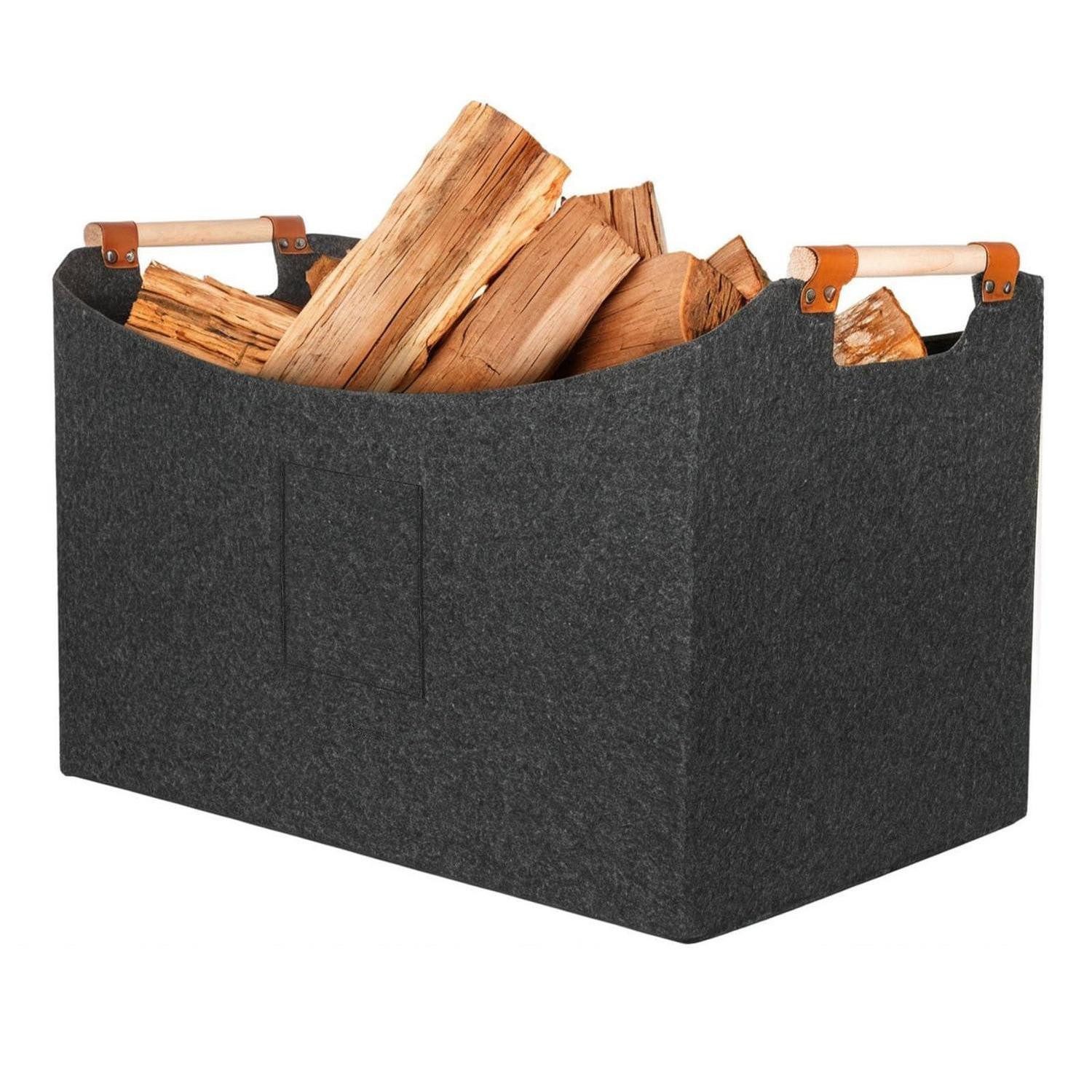 LuxusKollektion Kaminholzkorb Holzkorb Filz groß 55x32x40cm dunkelgrau (1 St)