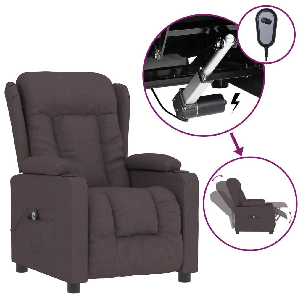 vidaXL Sessel Relaxsessel Elektrisch Dunkelbraun Stoff günstig online kaufen