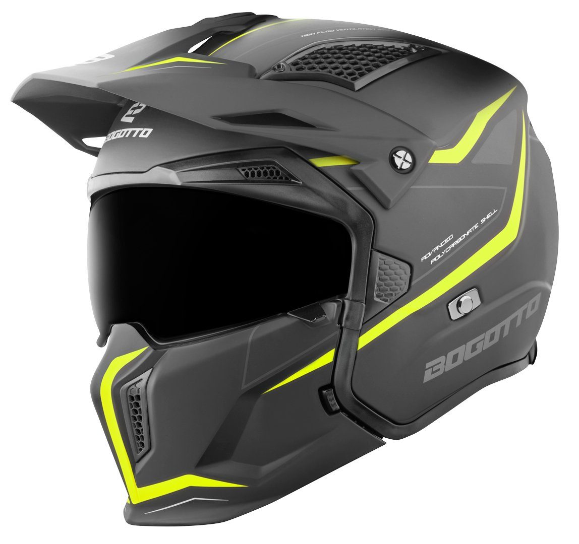 Bogotto Motorradhelm Radic WN-ST 22.06 Helm, Herausnehmbares Innenfutter,integriertes Sonnenvisier