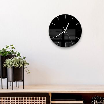 DEQORI Wanduhr 'Unifarben - Schwarz' (Glas Glasuhr modern Wand Uhr Design Küchenuhr)