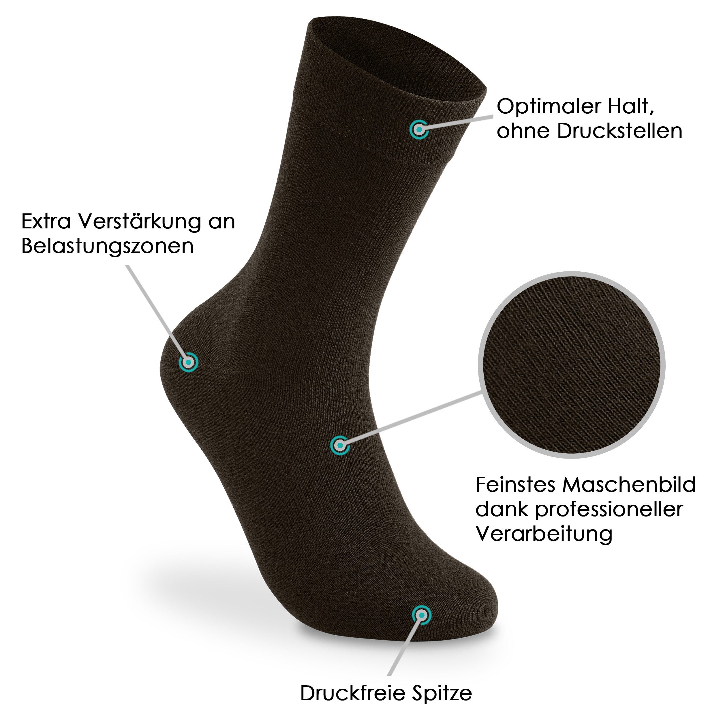 Bärenfuß Businesssocken 8 Paar Herren Damen Premium Business Socken atmungsaktive Baumwolle (ohne spürbare Naht oder Fusseln, plastikfreie Verpackung) – Bild 4 von 5