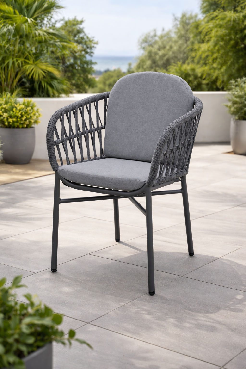 Destiny Gartensessel COMO (Set, 2-St), stapelbar, anthrazit meliert, Polster grau