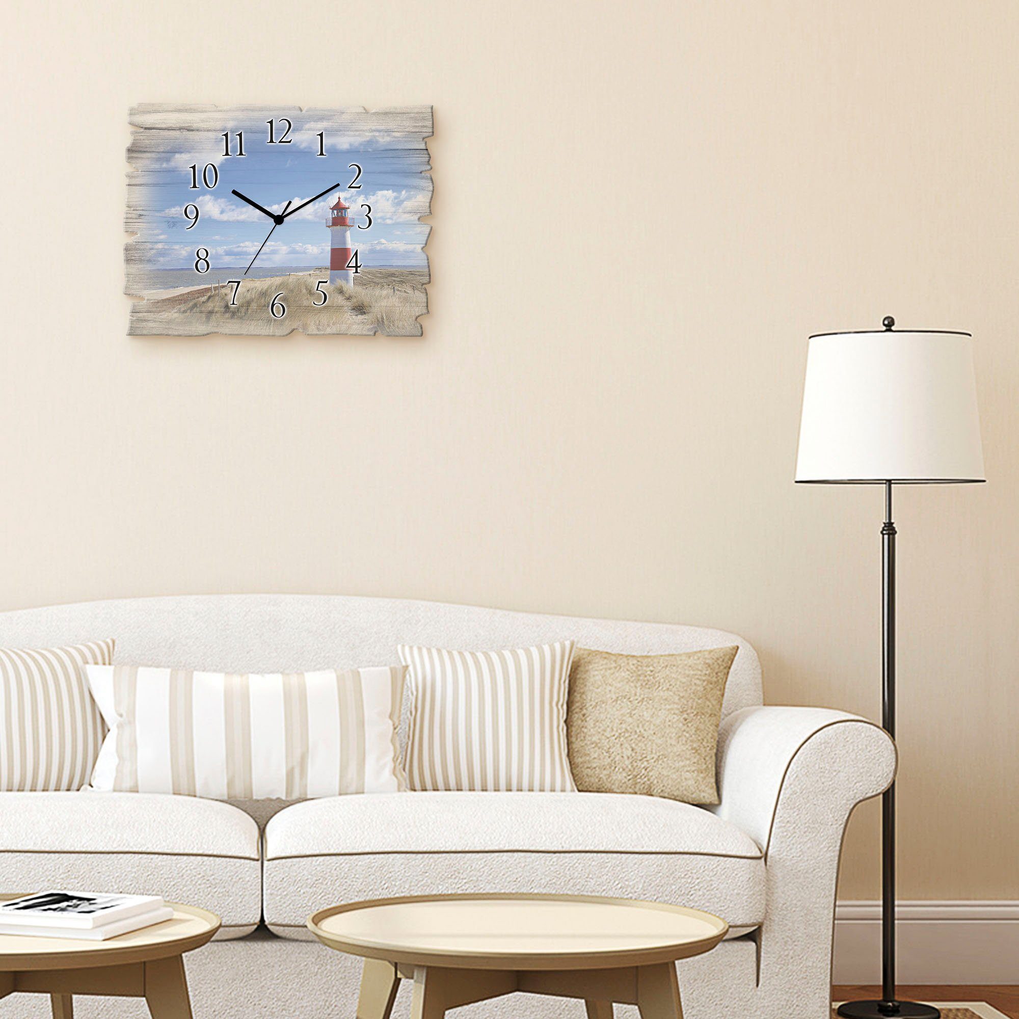 Artland Wanduhr Leuchtturm Sylt (wahlweise mit Quarz- oder Funkuhrwerk, lau günstig online kaufen