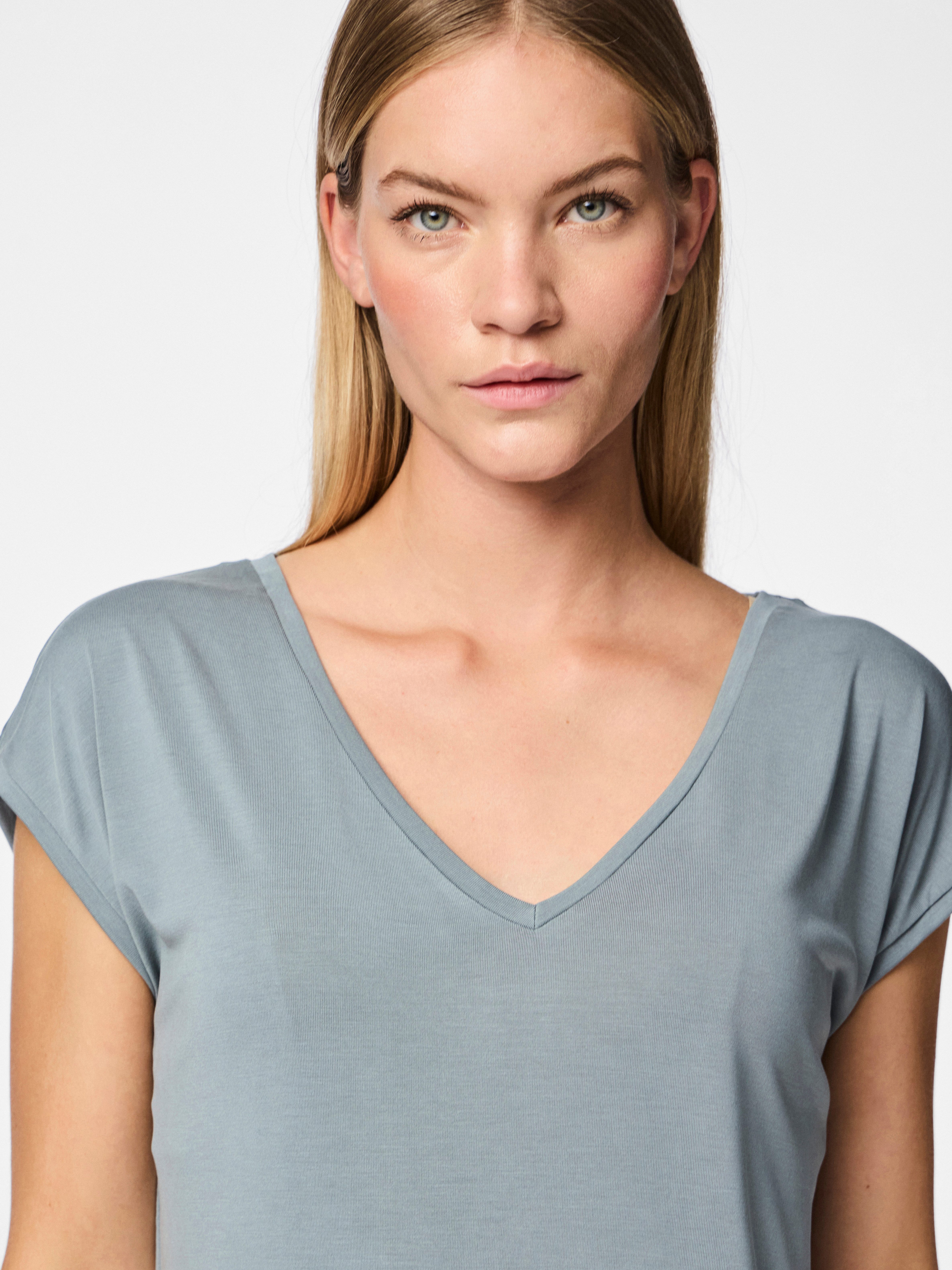 pieces Kurzarmshirt PCKAMALA TEE NOOS BC Materialmix, regular fit