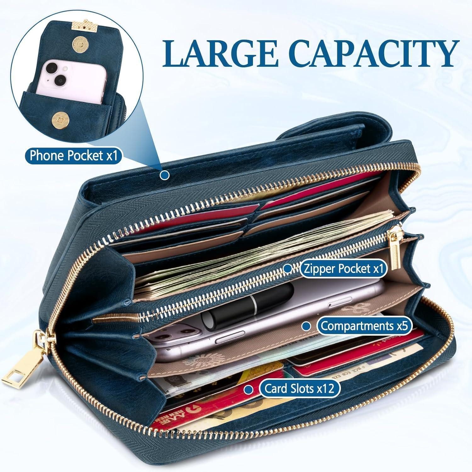 LuxusKollektion Handytasche Handytasche Geldbörse Umhängetasche RFID Schutz Damen Crossbody Leder