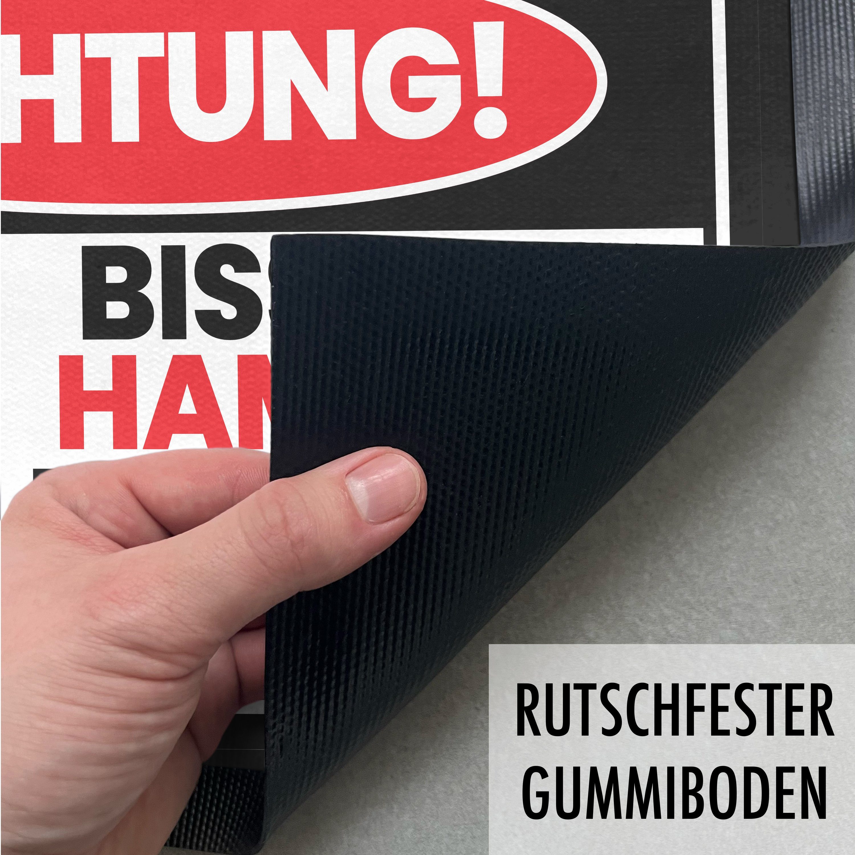 Achtung cm, Trendation Bissiger Hamster Spruch Fußmatte Geschenk 60x40 Fußmatte