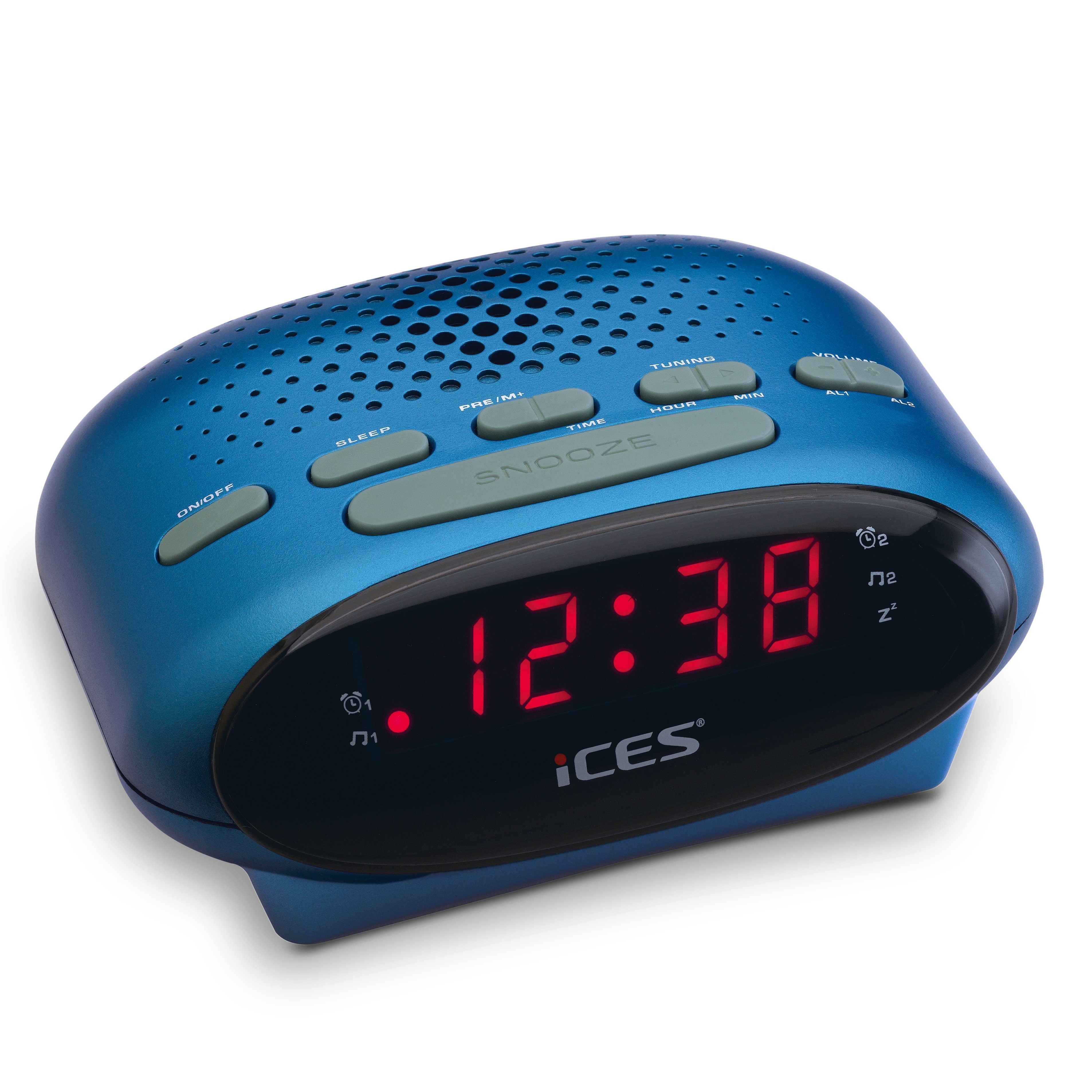 Lenco Radiowecker ICR-210 Blue modernes Uhrenradio mit LED Display & Batterie, erhältlich in 4 Farben