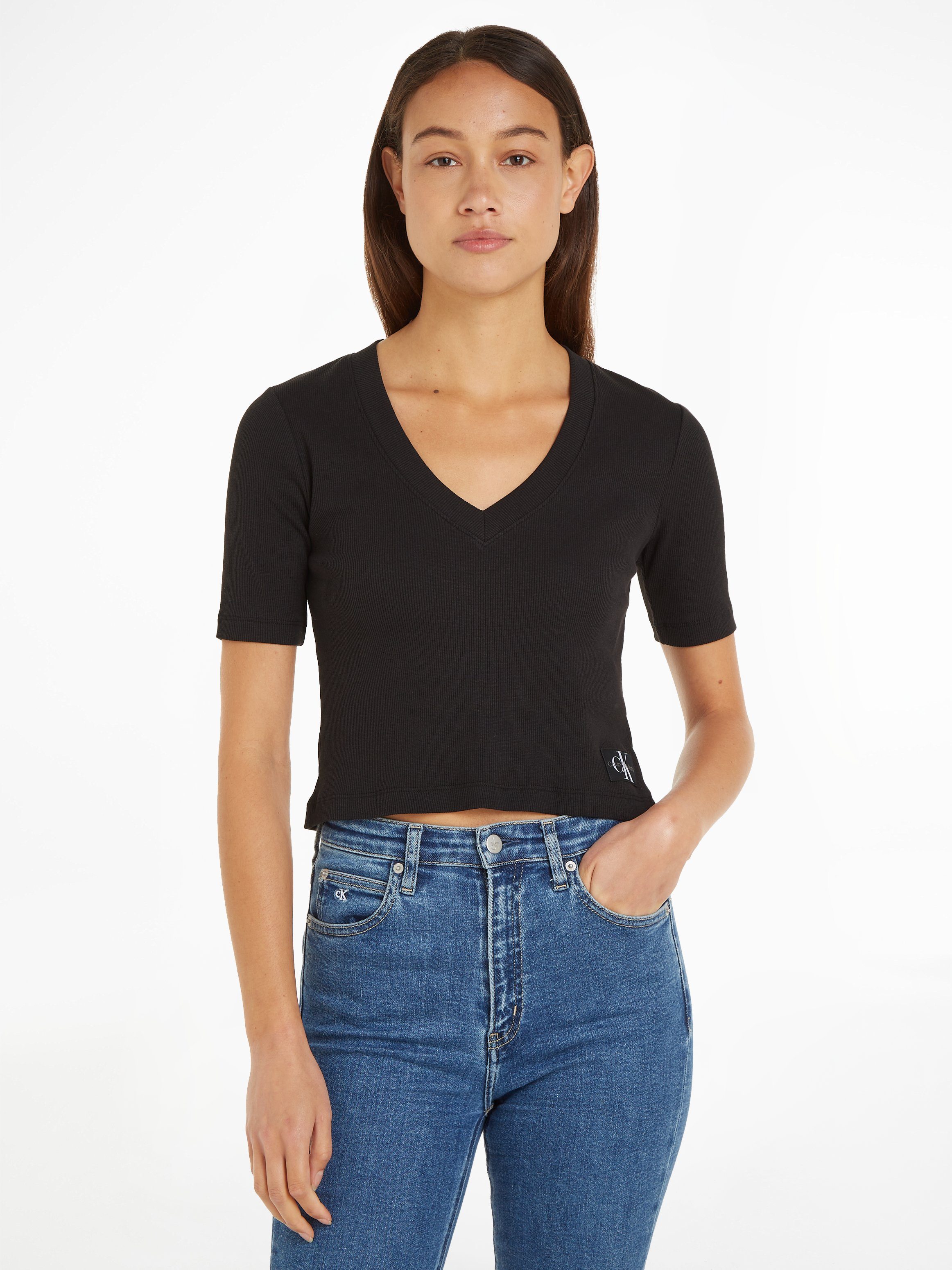 Jeans V-Shirt Calvin Klein schwarz