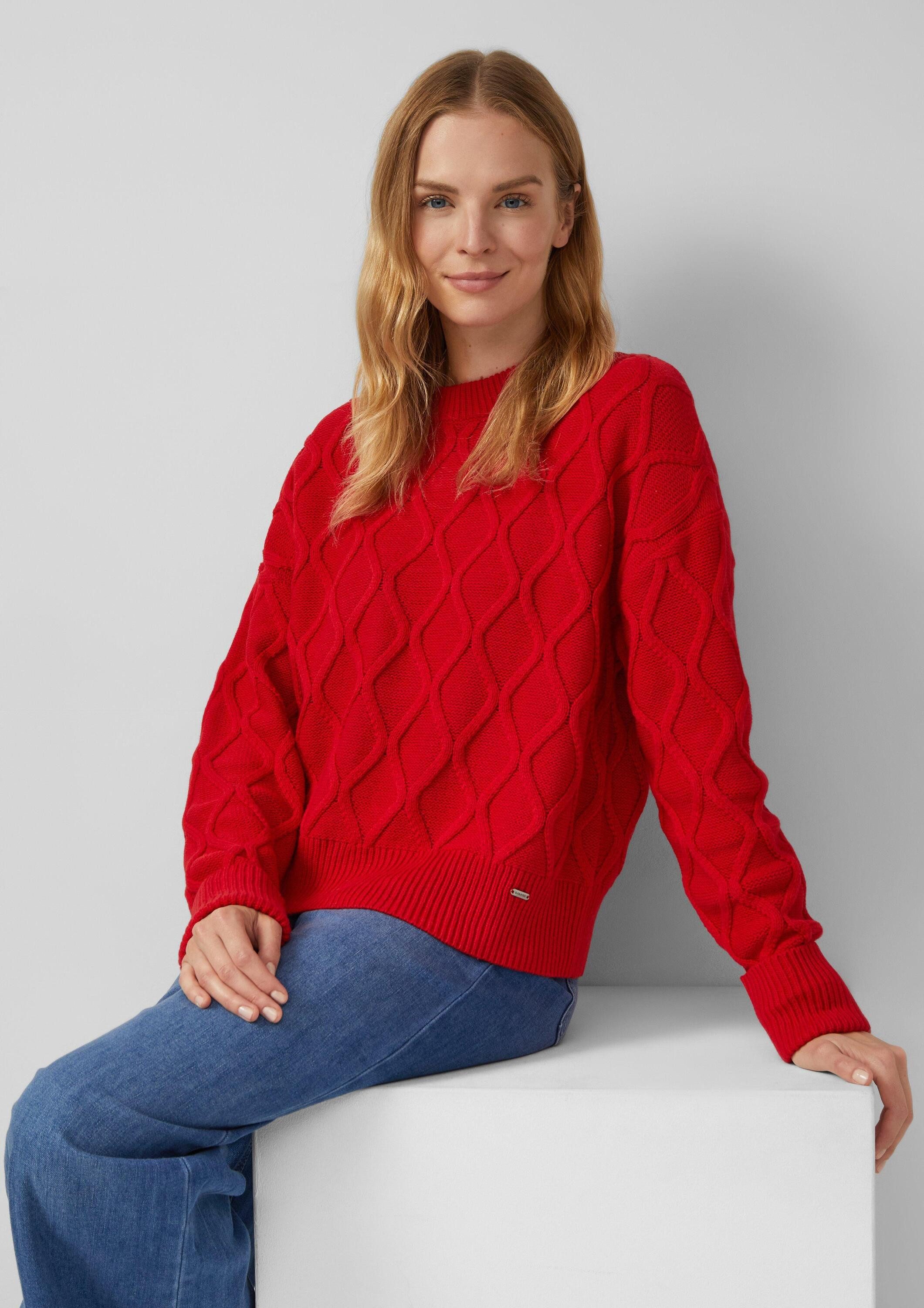 s.Oliver Longpullover Strickpullover Pullover im Relaxed Fit mit Zopfmuster günstig online kaufen