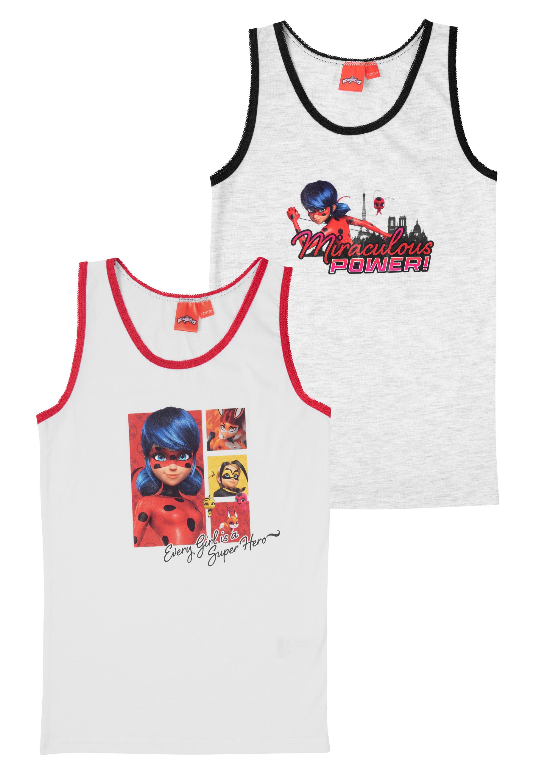 United Labels® Unterhemd Miraculous Unterhemd Ladybug Tank Top Hemdchen Unterwäsche 2er Pack
