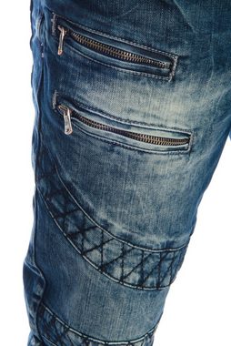 Cipo & Baxx Regular-fit-Jeans Herren Jeans Hose mit extravagantem Nahtdesign Zierreißverschlüsse auf der Vorderseite