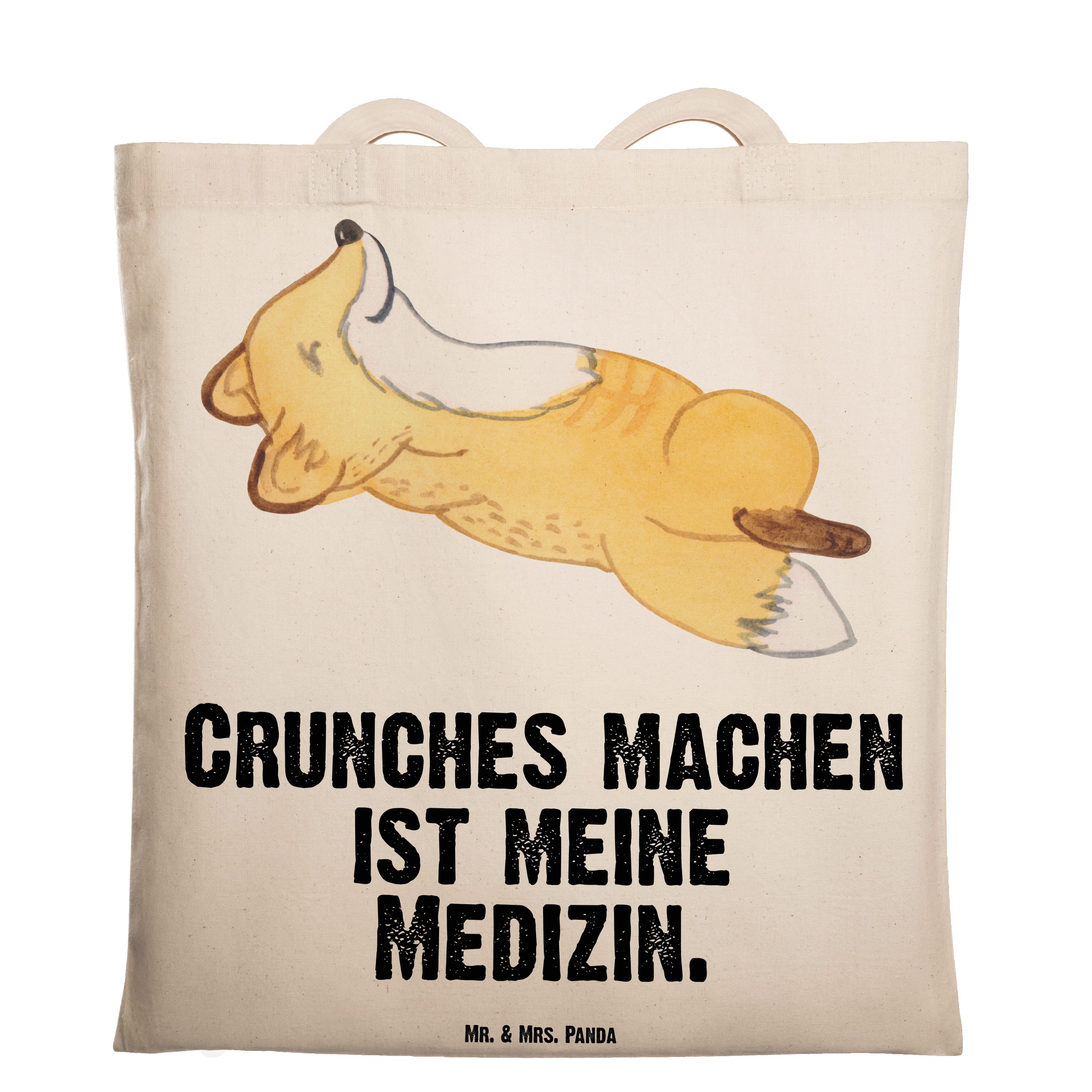 Mr. & Mrs. Panda Tragetasche Fuchs Crunches Medizin - Transparent - Geschenk, Jutebeutel, Einkaufs (1-tlg)