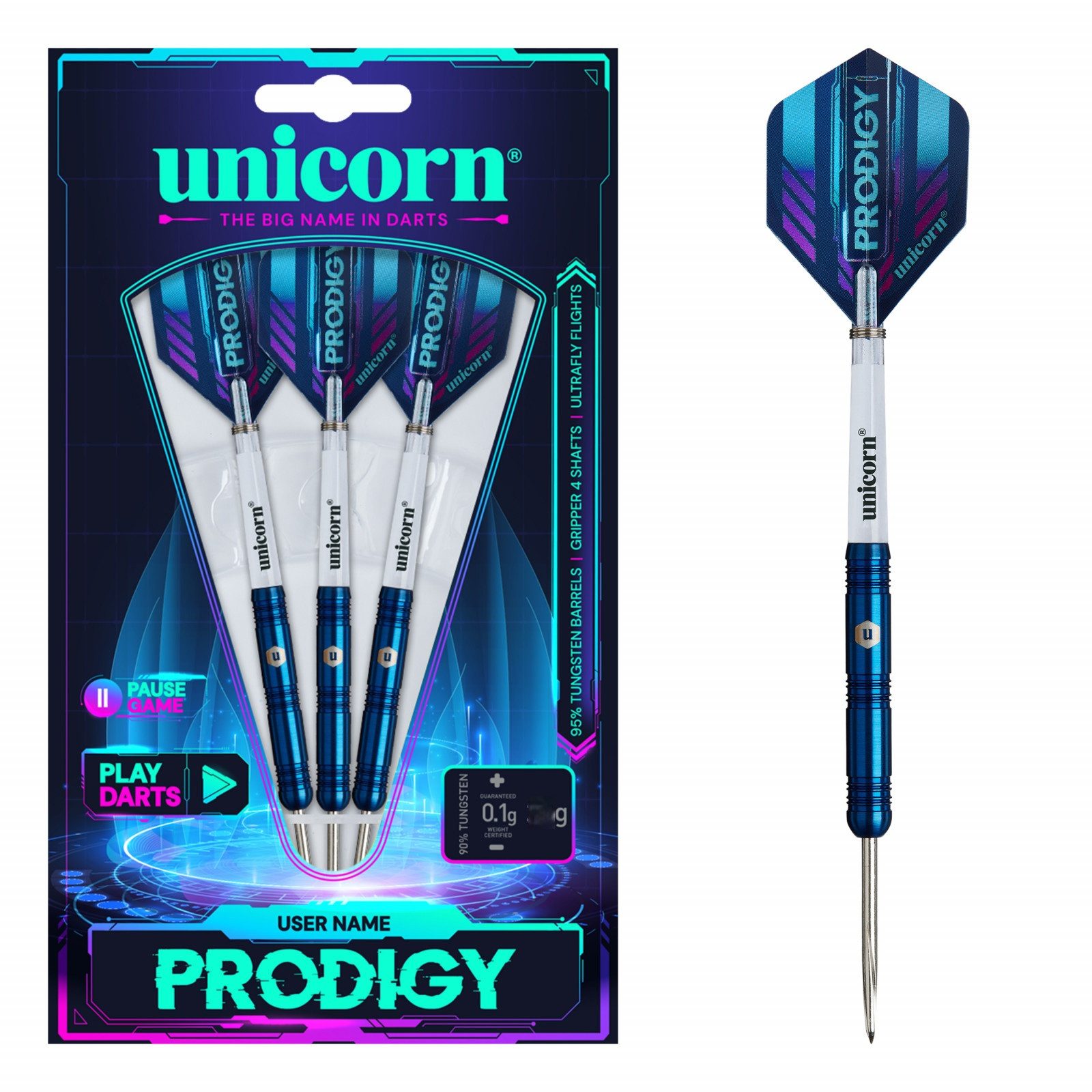 unicorn Dartpfeil Unicorn PRODIGY S1 95% Steeldart 24g, 95% Tungsten