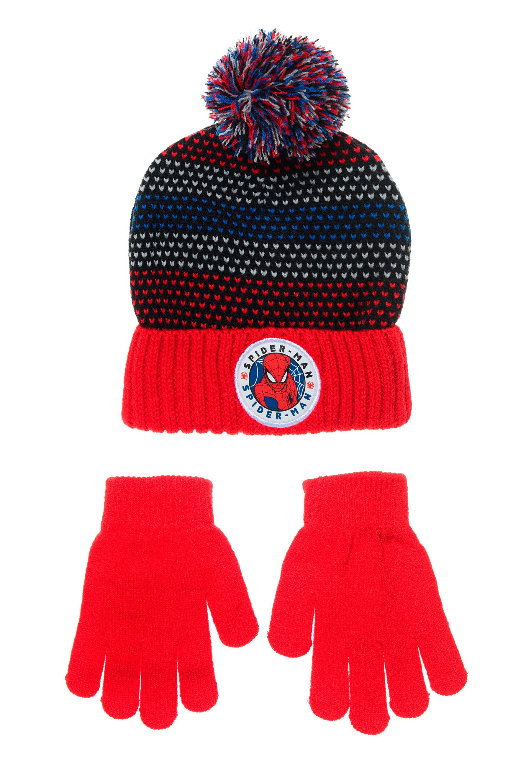 Spiderman Mütze & Schal Kinder Jungen Winter-Set Mütze Handschuhe (SET, 2-tlg)