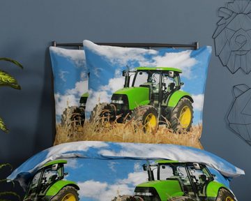 Bettwäsche Trecker Traktor Feld Bauernhof Landmaschine, soma, Baumolle, 2 teilig, Bettbezug Kopfkissenbezug Set kuschelig weich hochwertig