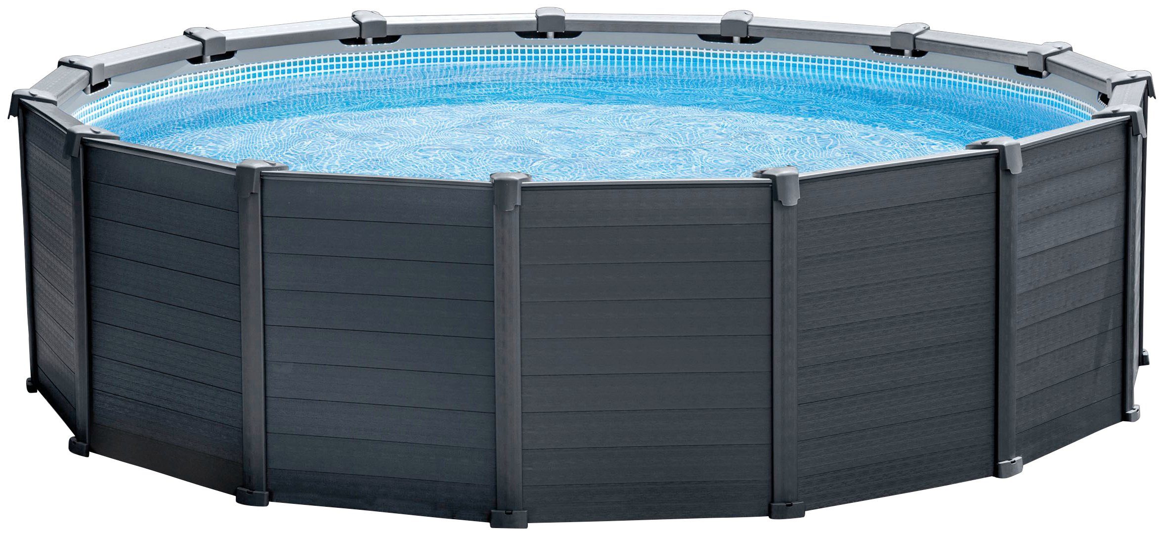 Intex Framepool Graphite Gray Panel (Set), ØxH: 478x124 cm, inkl. Sandfilter, Leiter Abdeck- und Bodenplane