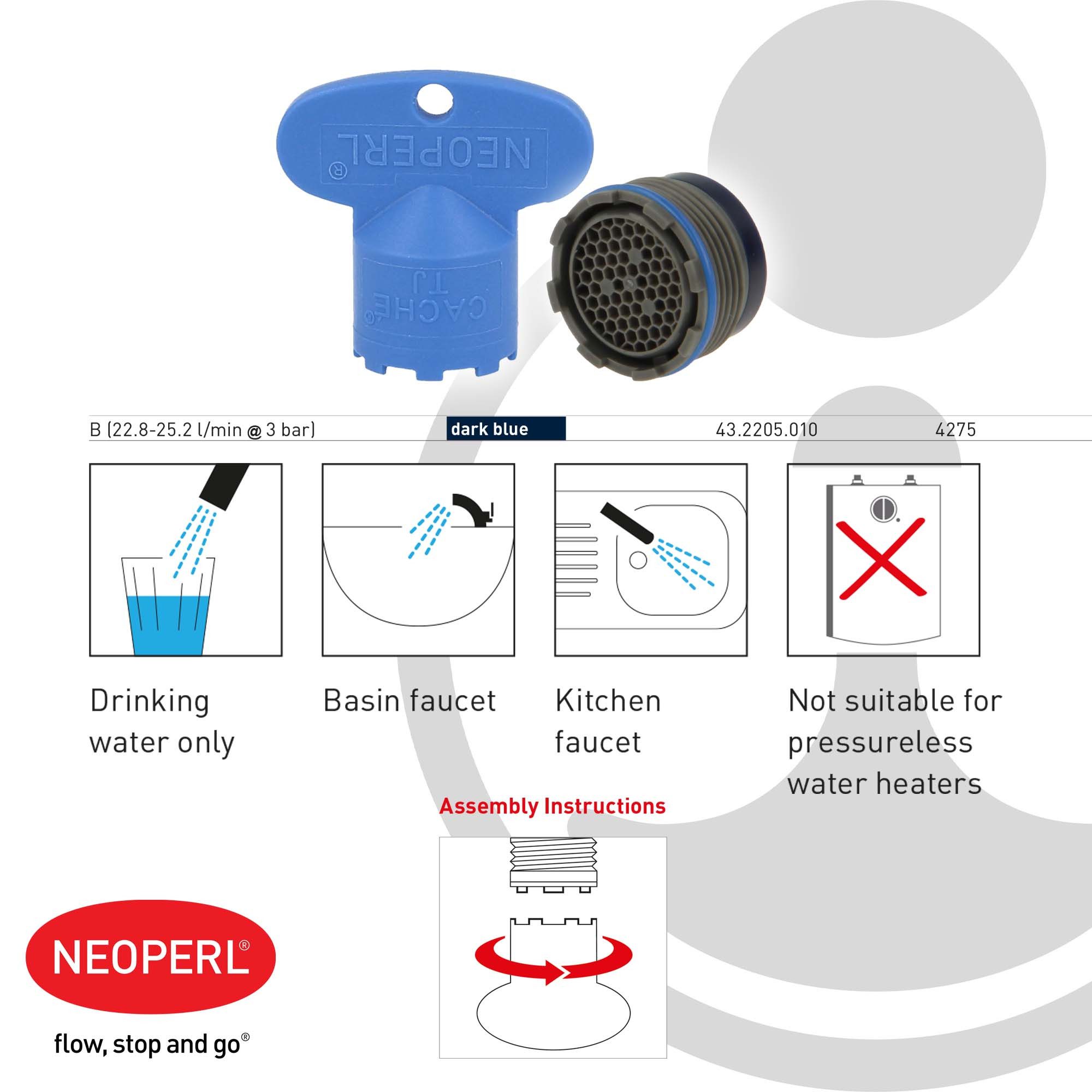 Neoperl Strahlregler CACHÉ HONEYCOMB TJ/M18.5x1 Strahlregler mit Schlüssel – Bild 3 von 5