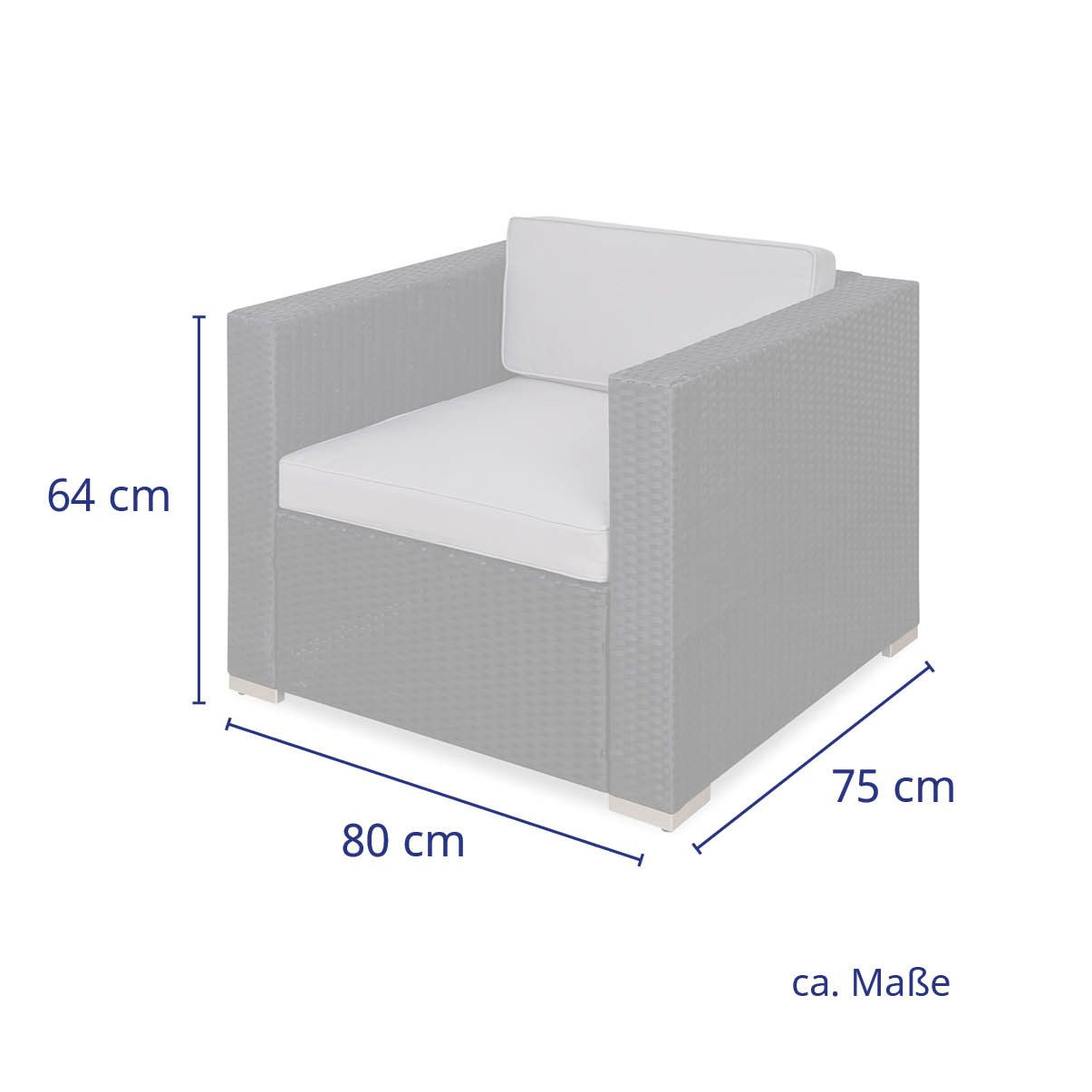 SVITA Gartensessel LUGANO / CALIFORNIA, Lounge, mit Kissen, Outdoor, Polyrattan, Grau