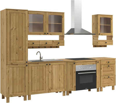 Kochstation Küchenzeile KS-Osby, Kiefer massiv, Breite 296 cm, ohne E-Geräte