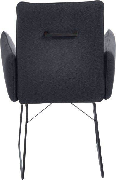 Drahtkufengestell Rücken, (1 Wohnen St), Griff Metall Komfort K+W marine in schwarz, Steppung & im Armlehnstuhl am Sitz