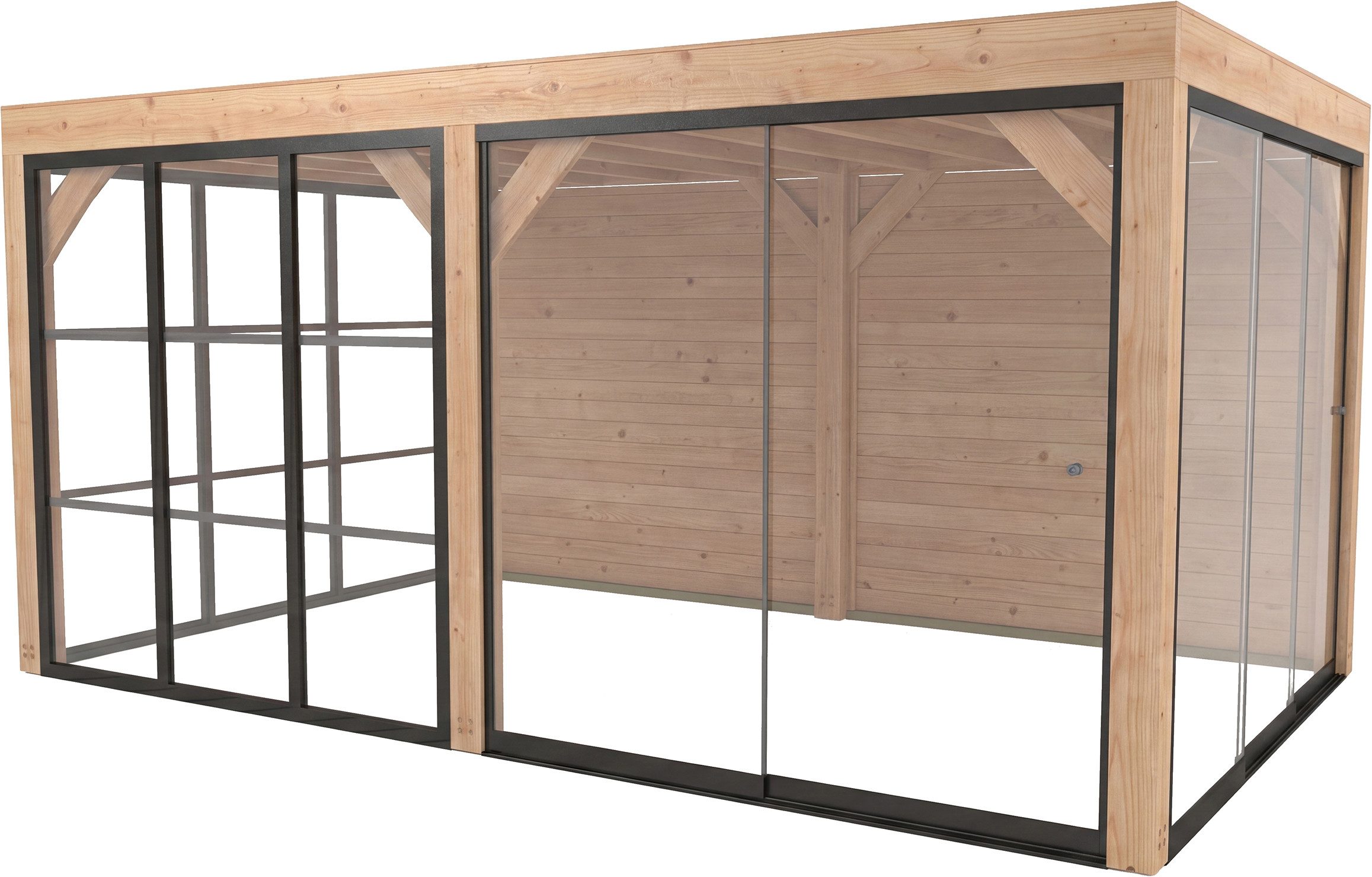 weka Holzpavillon Lumley Lauben-Set Gr. 3.4, mit 4 Seitenteilen, BxTxH: 307x499x245 cm