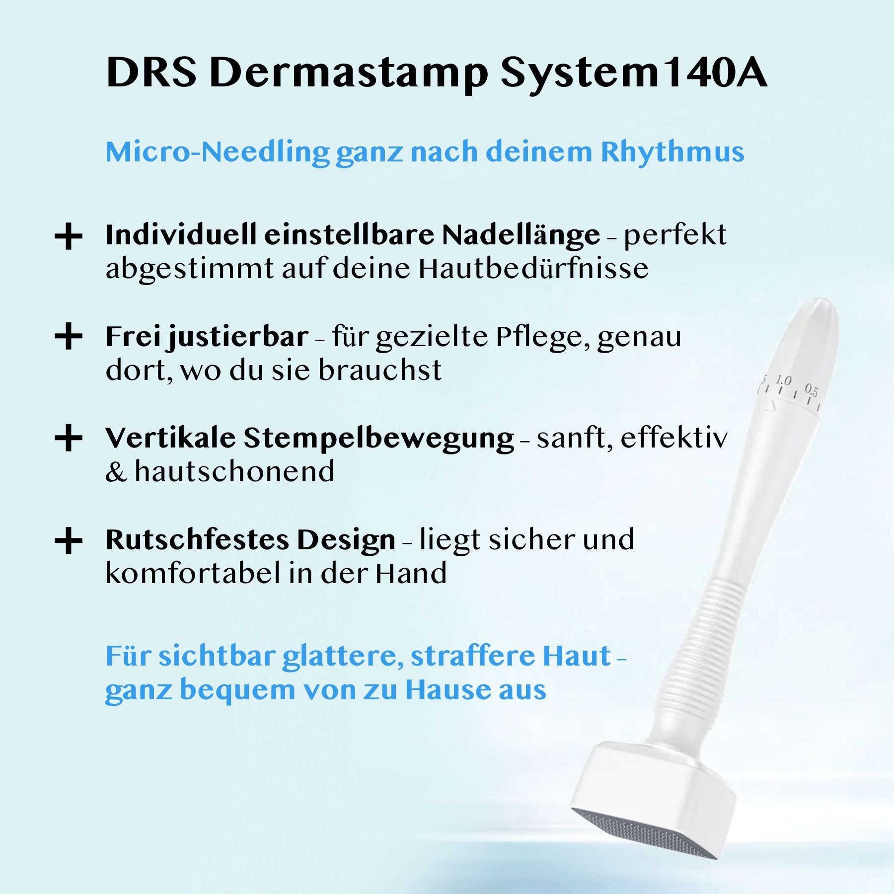 P-Beauty Cosmetic Accessories Dermaroller Derma Stamp Dermapen Microneedling 140 Edelstahl Nadeln Länge 0-3mm, 1-tlg., Microneedling, Derma Stamp, Dermapen