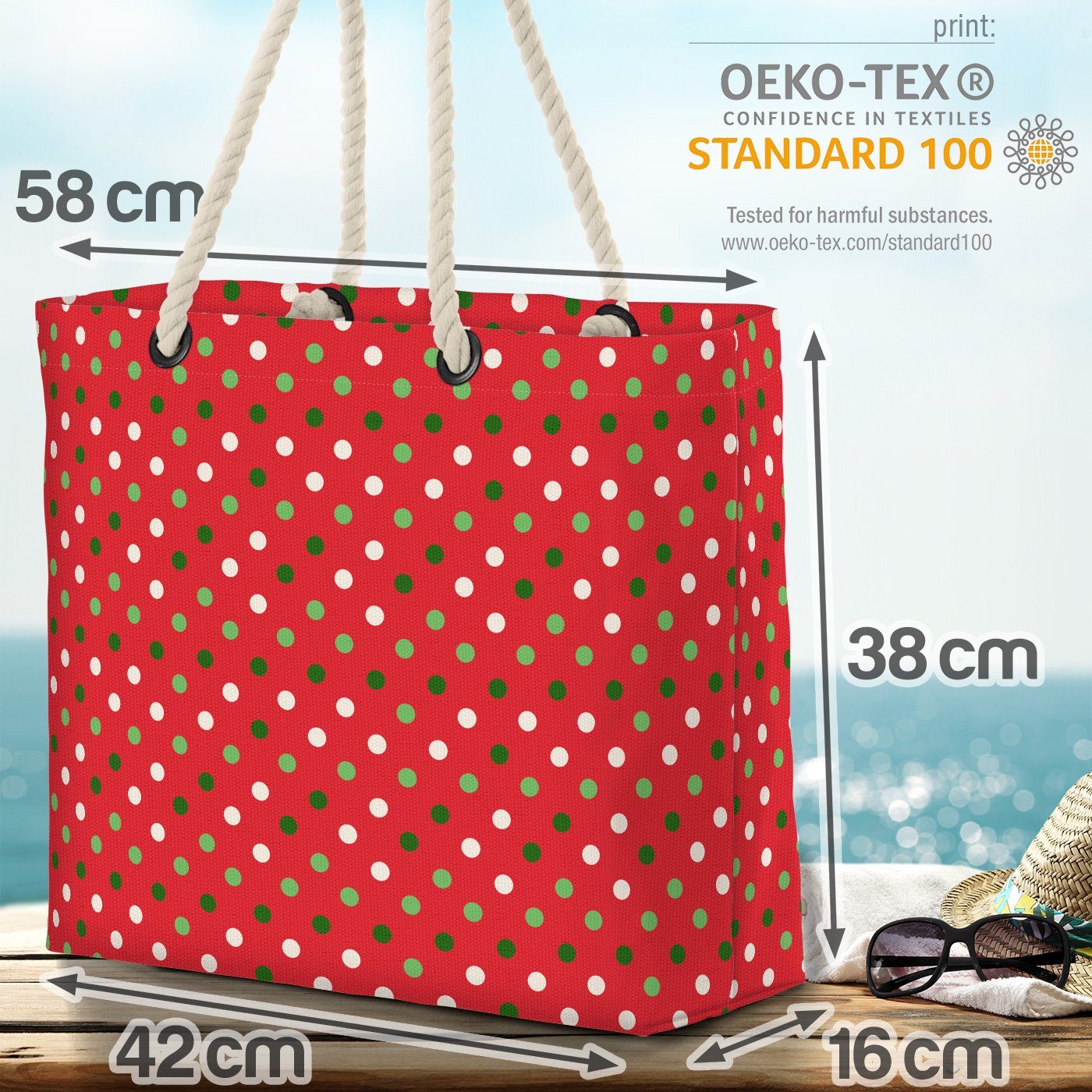 VOID Strandtasche (1-tlg), Weihnachten Punkte Dekoration Winter Muster Deko Design S Beach Bag Weihnachten