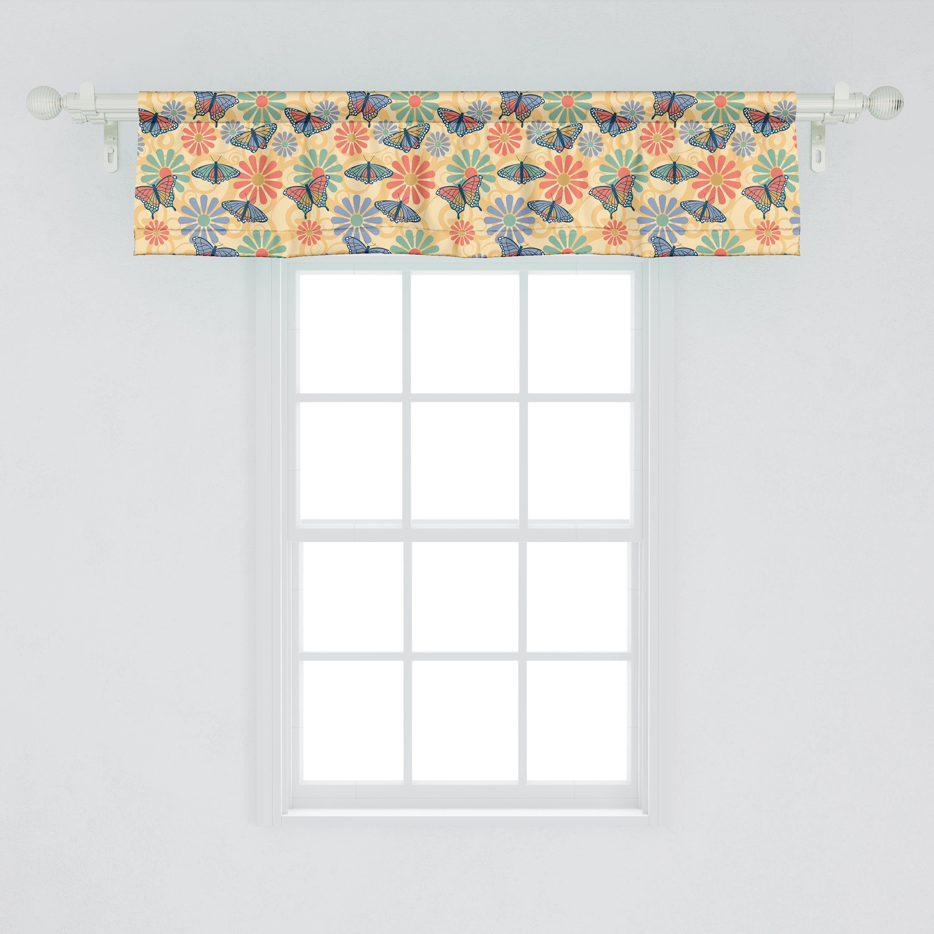 Schlafzimmer um Stangentasche, Schmetterlinge Microfaser, mit Motte für Dekor Volant Scheibengardine Abakuhaus, Küche Blüten Vorhang