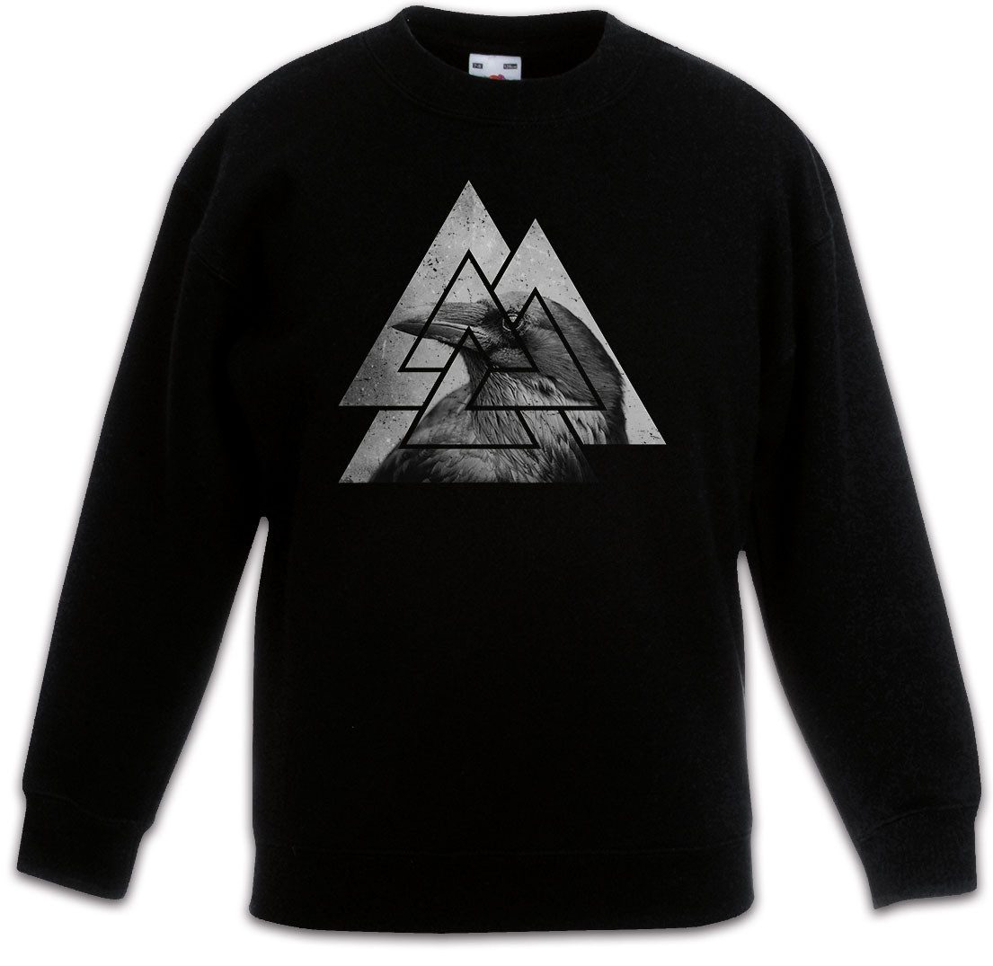 Urban Backwoods Sweatshirt Walknut Raven Kinderpullover Black Wikinger Vkings Loki Wotan Odhin (1-tlg) Odin Thor Asgard Yggdrasil