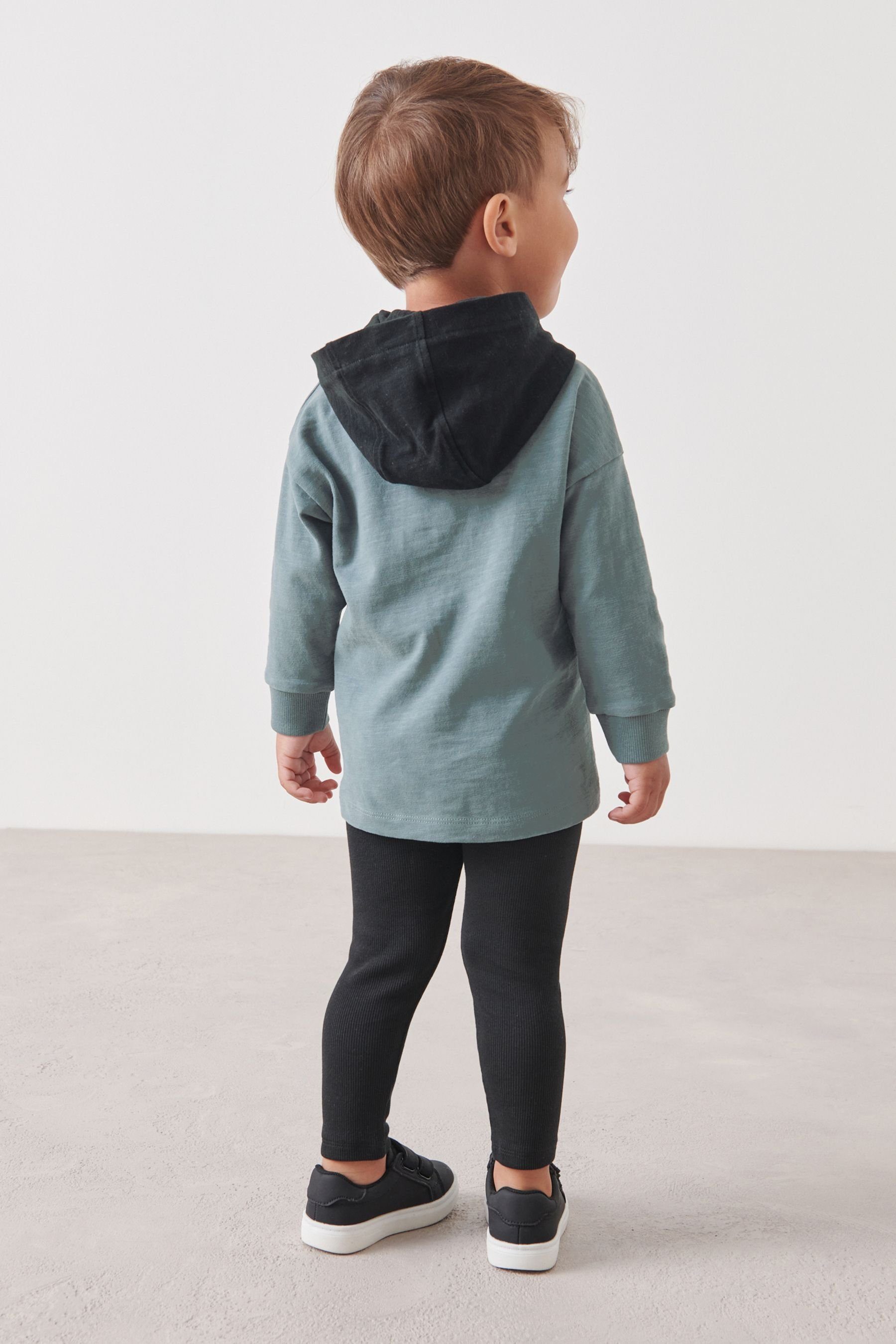 Langarm-Hoodie Shirt & (2-tlg) Blue/Black Next Leggings und Set im Leggings