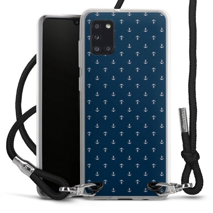 DeinDesign Handyhülle Anker Segeln Muster Anchors Dark Samsung Galaxy A31 Handykette Hülle mit Band Case zum Umhängen