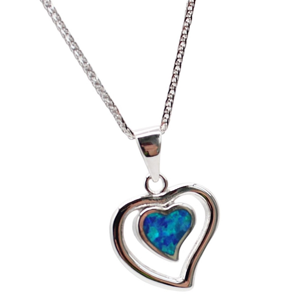 Herzkette Silberkette Kette mit blauen Herz Anhänger Zirkonia Halskette türkis