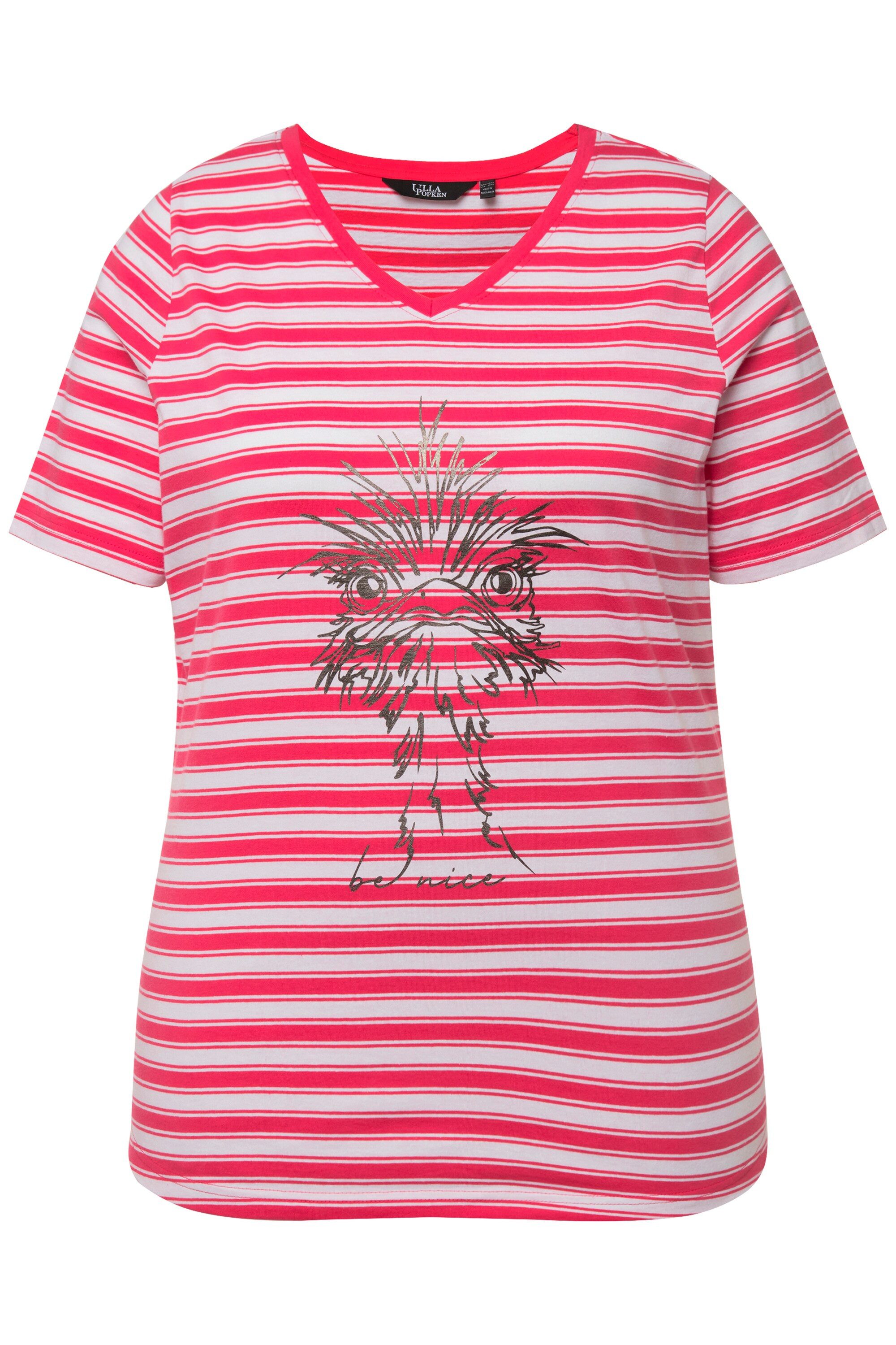 Ulla Popken T-Shirt T-Shirt Ringel Metallic-Tiermotiv günstig online kaufen