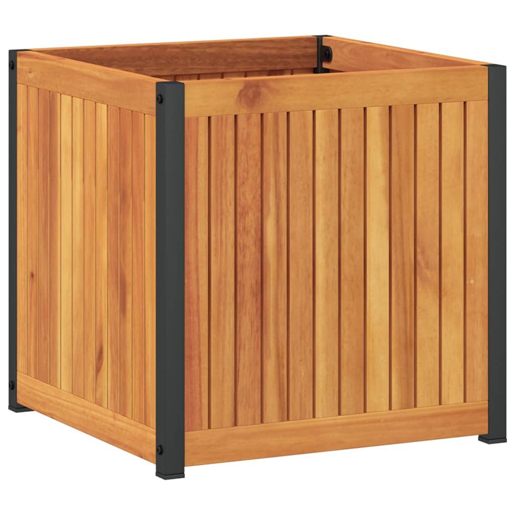 vidaXL Blumentopf Pflanzkübel 45x45x44 cm Massivholz und Stahl (1 St)