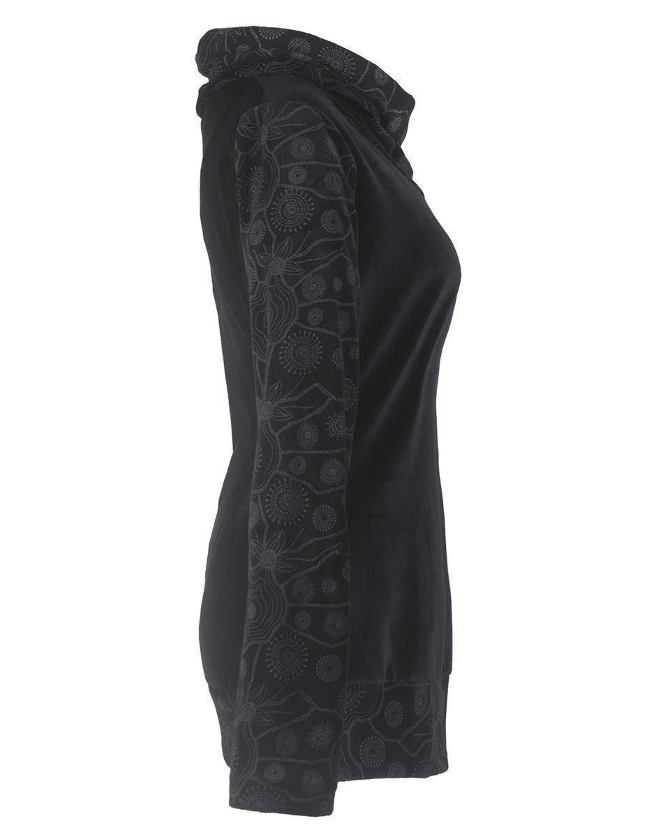 Vishes Sweater Rollkragen Samtpullover Sweater aus Baumwolle bedruckt Hippie, Goa, Boho Style