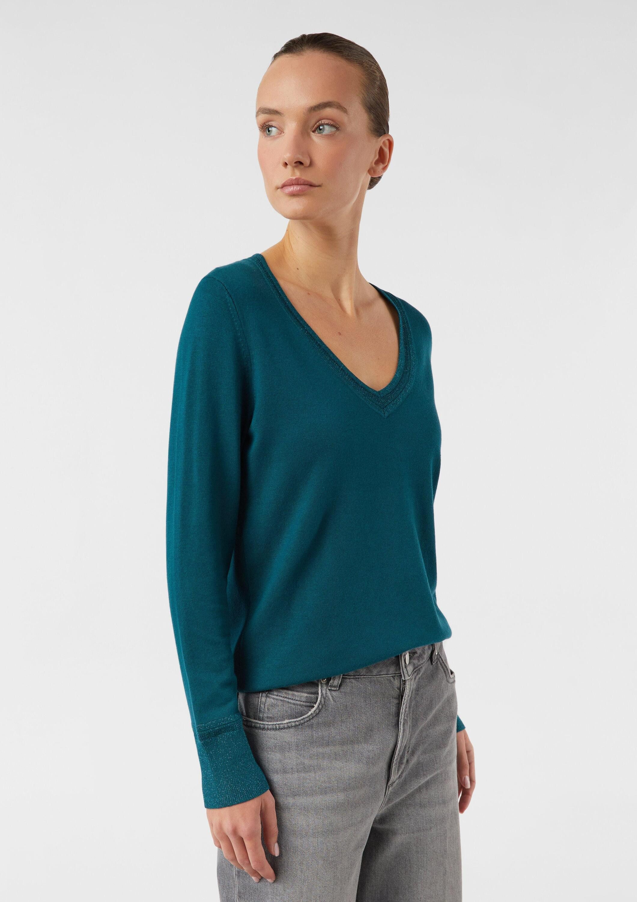 comma Longpullover Strickpullover Feinstrickpullover mit Glitzergarn-Details