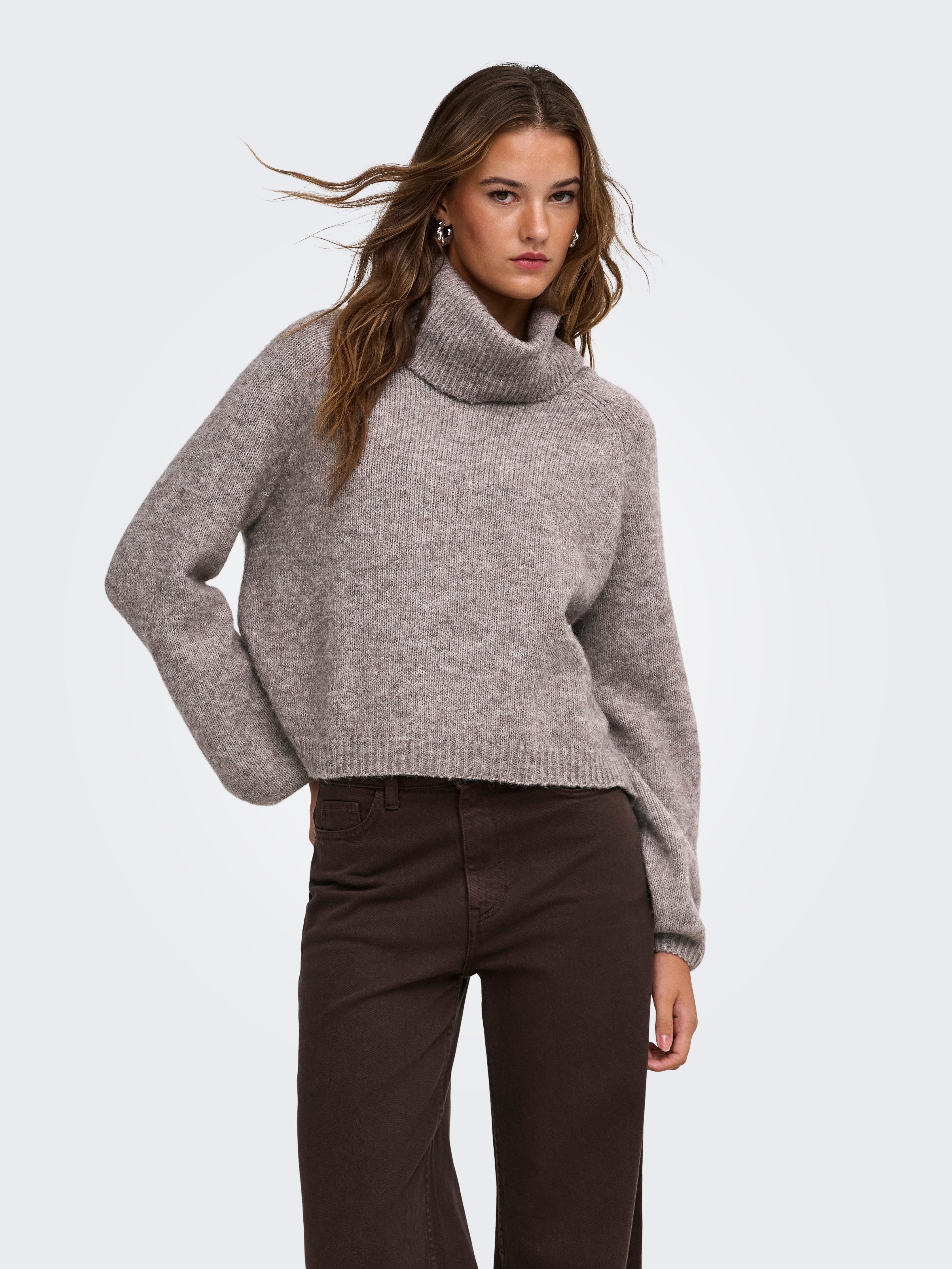ONLY Strickpullover ONLSOPHIE LS ROLLNECK BF KNT Materialmix, regular fit