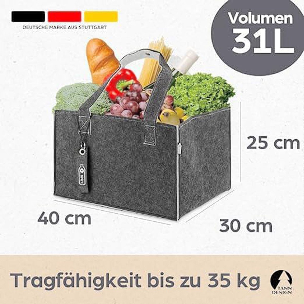 Tanndesign Einkaufskorb Einkaufs- & Kaminholzkorb Filz günstig online kaufen