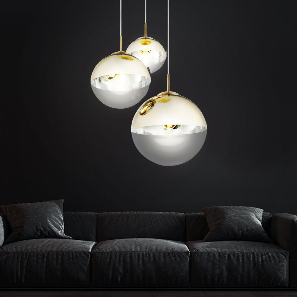 LED Hänge Decken-Lampe Ess-Wohn-Zimmer Design Decken-Leuchte Glas Pendel Lüster 