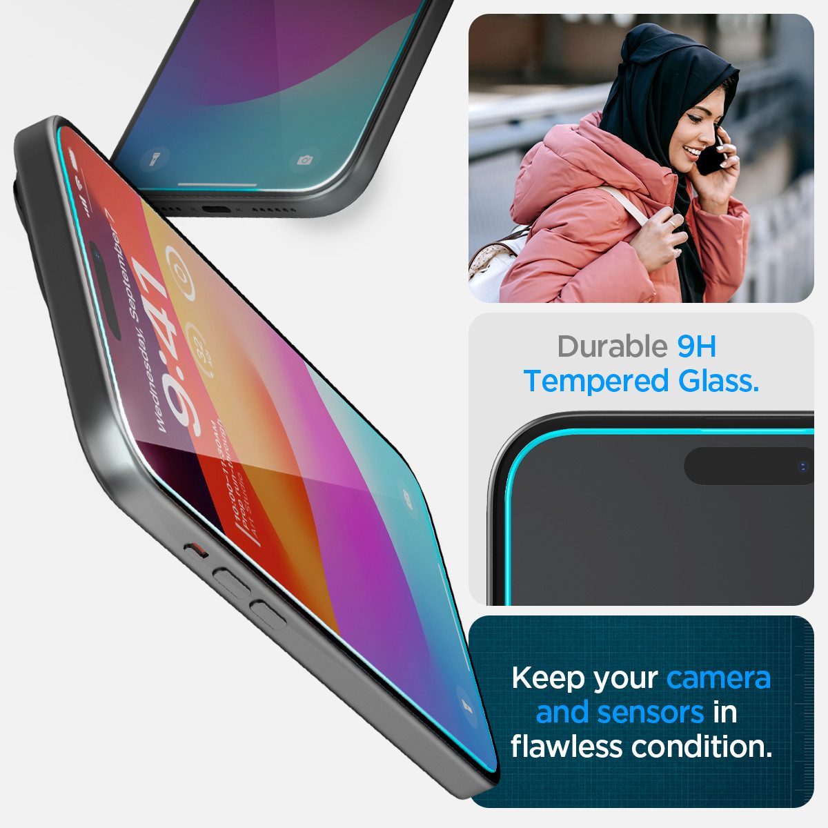 Spigen Displayschutzglas 2x Panzerglas für iPhone 16 / iPhone 15 Displayschutz Schutzglas für Apple iPhone 16, Displayschutz-Set, 2 Stück, Tempered Glass, Anti- – Bild 4 von 5