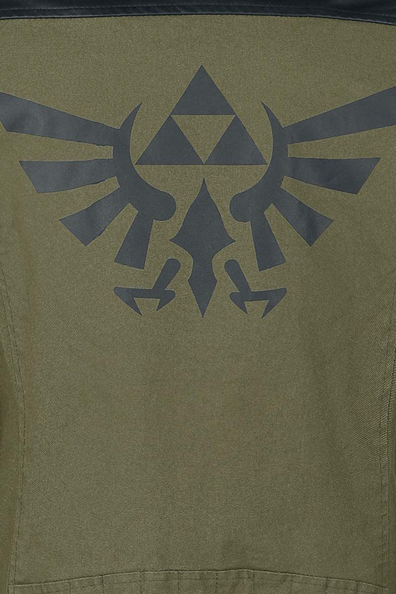 Bikerjacke ZELDA Triforce Logo Damen Jacke oliv Bikerjacket Damenjacke Erwachsene + Jugendliche Gr. M L XL Frauen + Mädchen