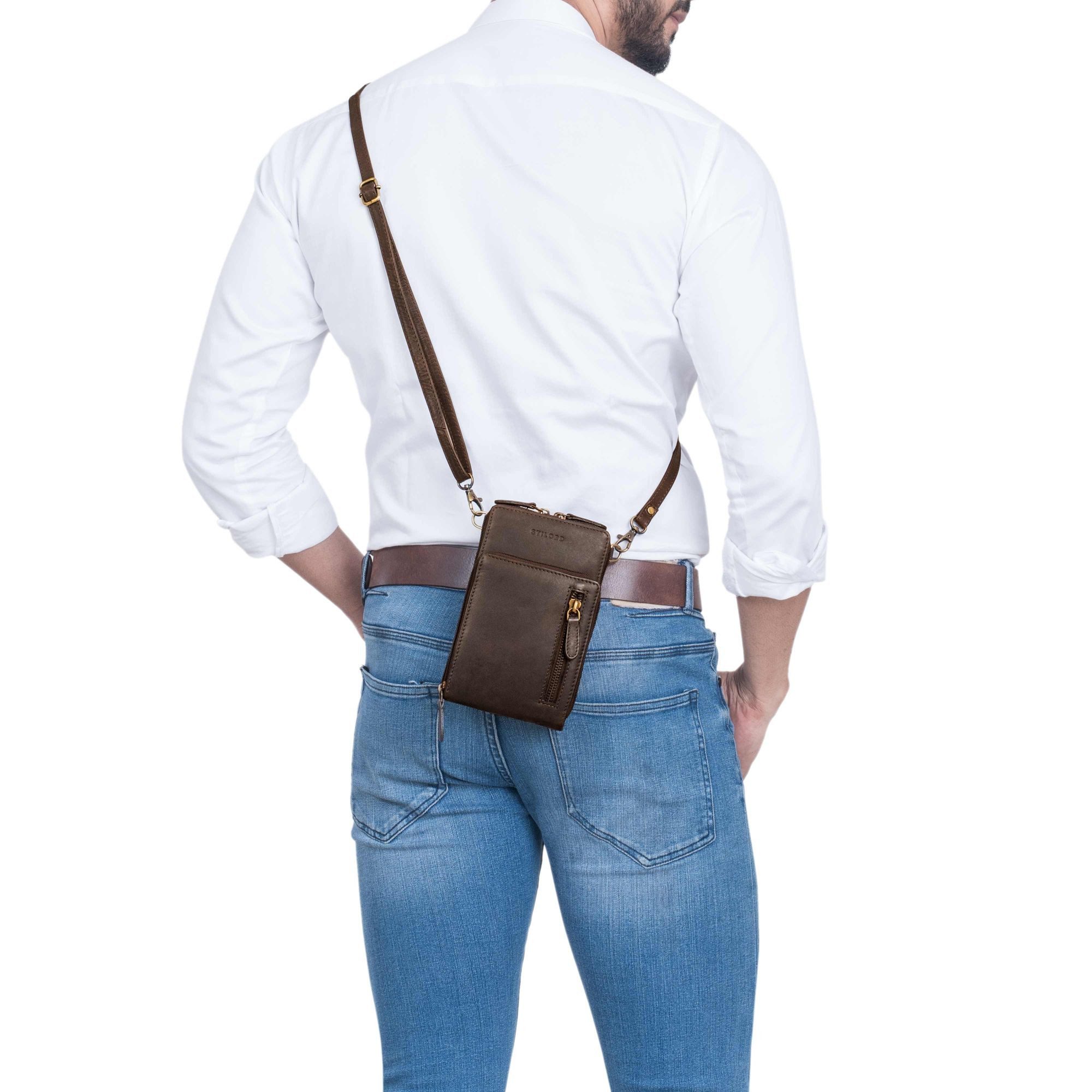 STILORD Handtasche "Payton" 2-1 Leder Handytasche mit Geldbörse zum Umhängen