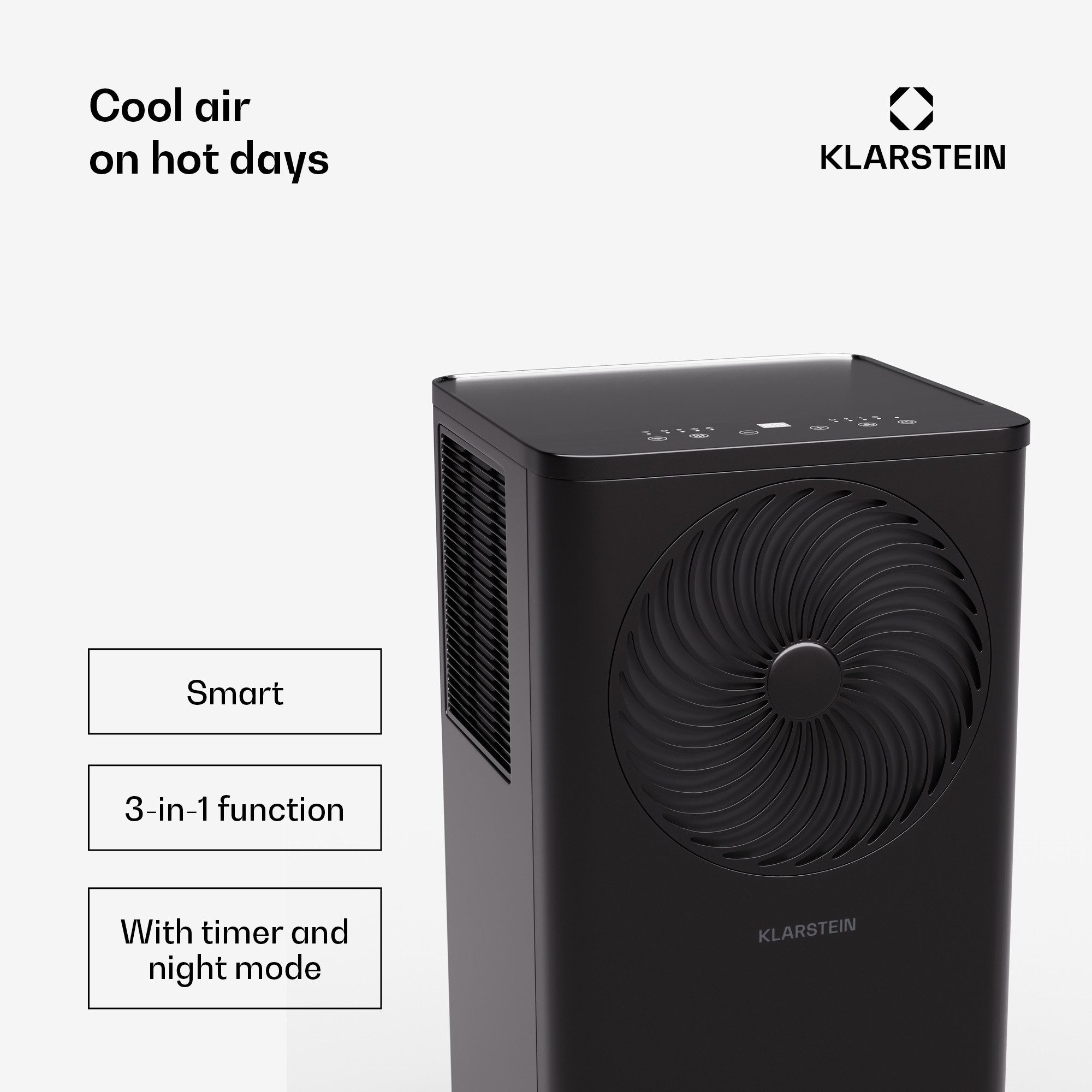 Klarstein Aero Ring air conditioner, air conditioner with Wi-Fi app, 9000 BTU, timer