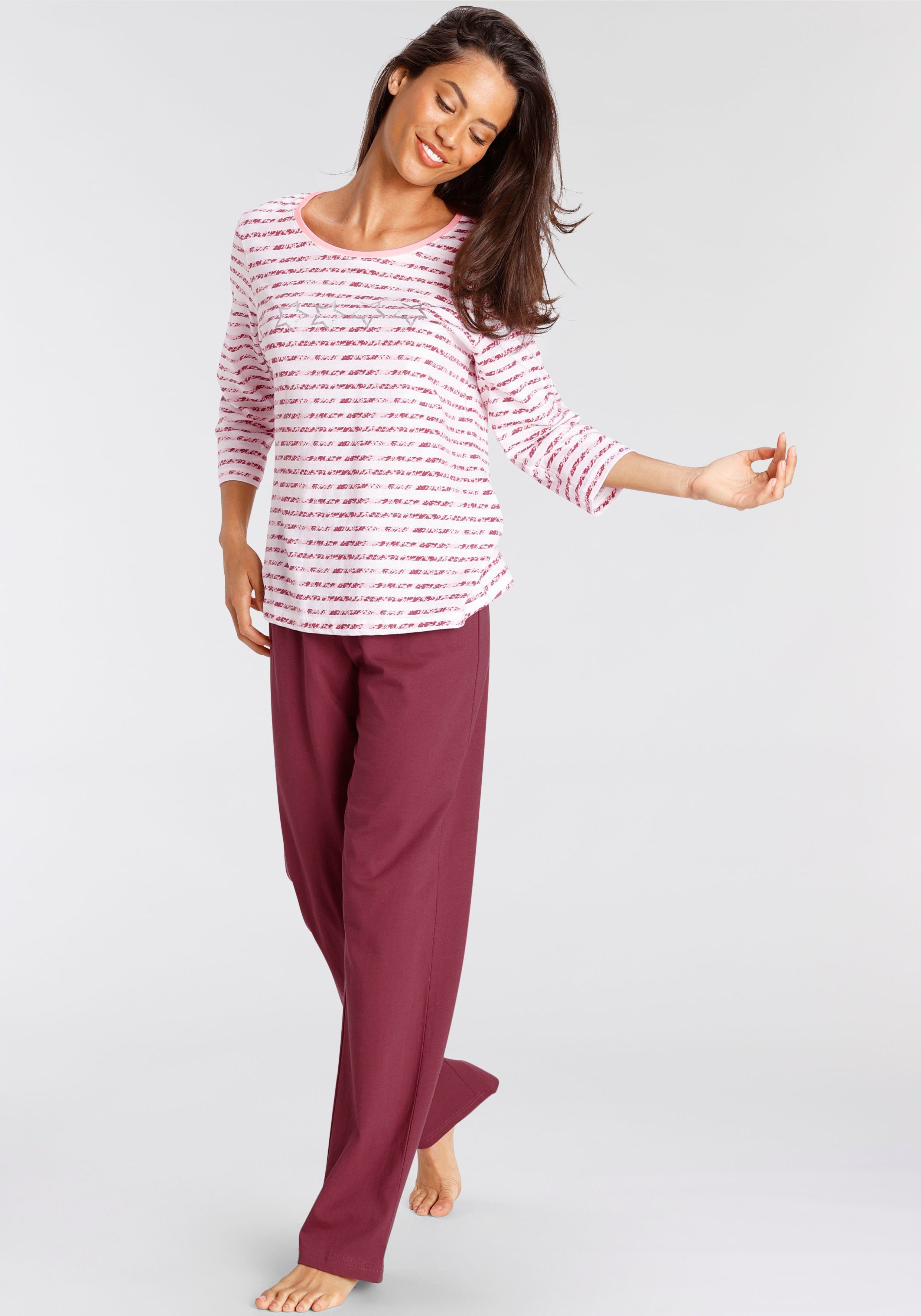 Vivance Dreams Pyjama (2 pink-rot-gestreift tlg)