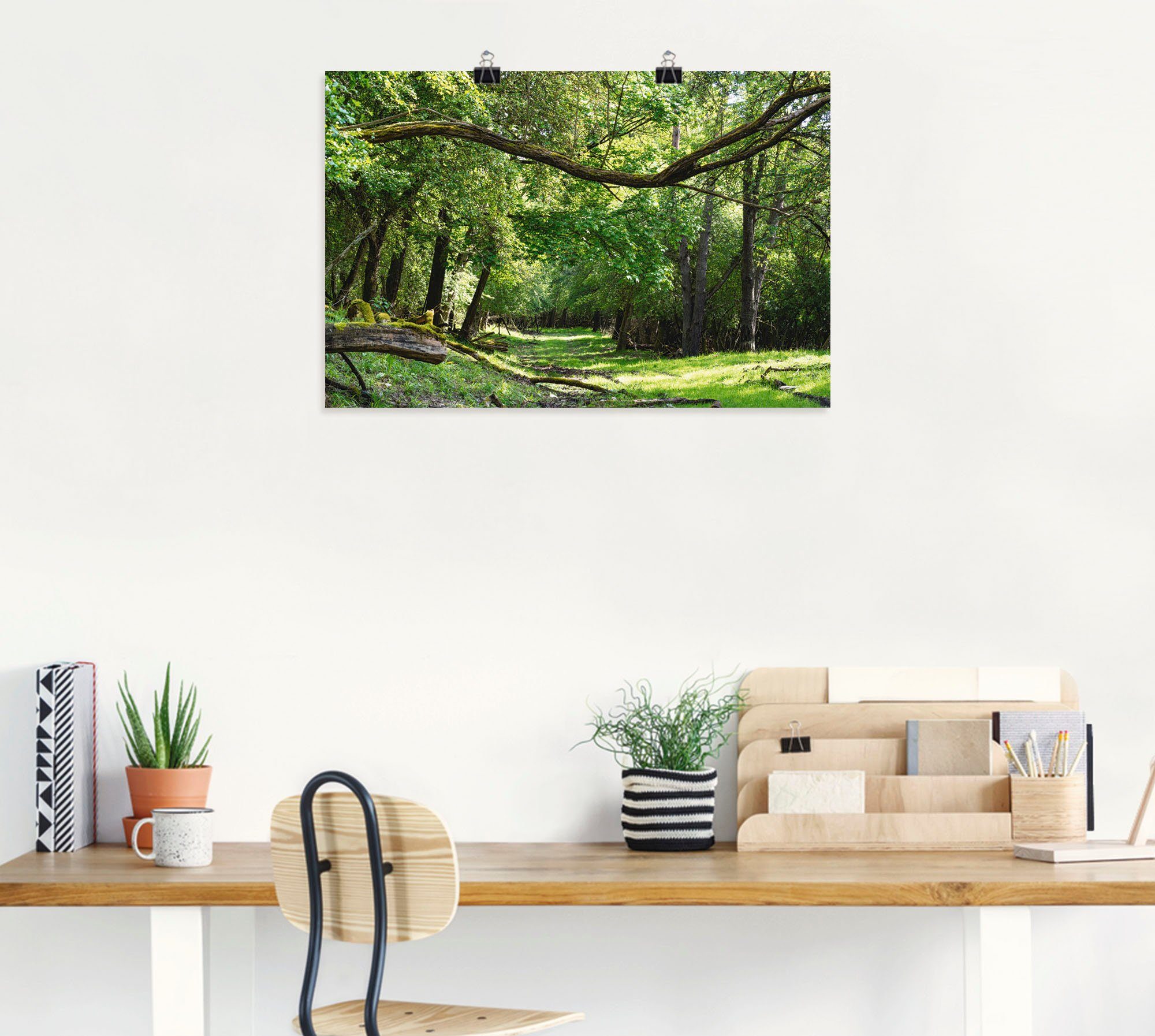 Alubild, St), Poster Artland Größen Weg grünen Auf Wandbild grünem Wald, (1 durch in versch. Wald Leinwandbild, Wandaufkleber als oder den