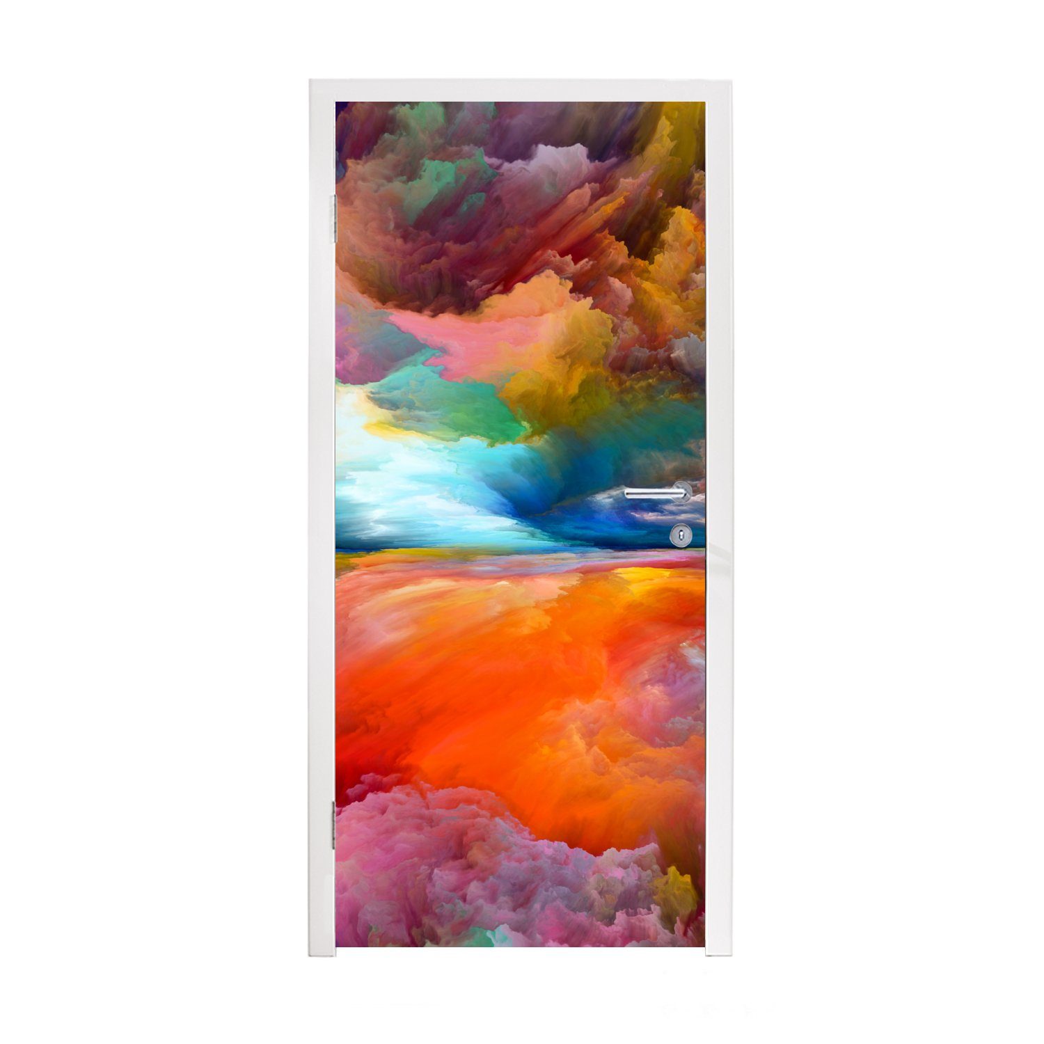 MuchoWow Türtapete Gemälde - Ölgemälde - Abstrakt - Wolken, Matt, bedruckt, (1 St), Fototapete für Tür, Türaufkleber, 75x205 cm